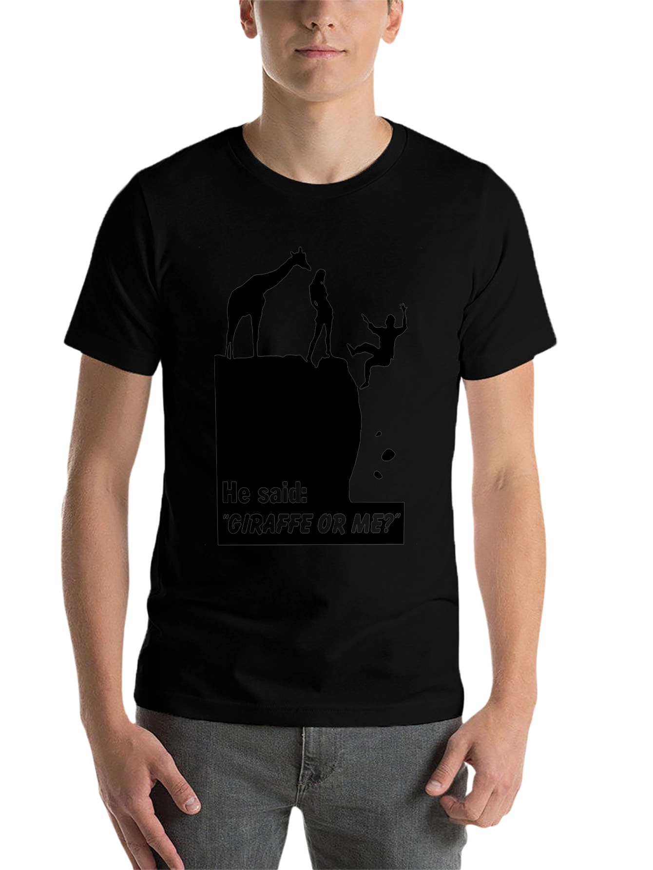Black Giraffe or Me Funny Graphic T-Shirt view 7