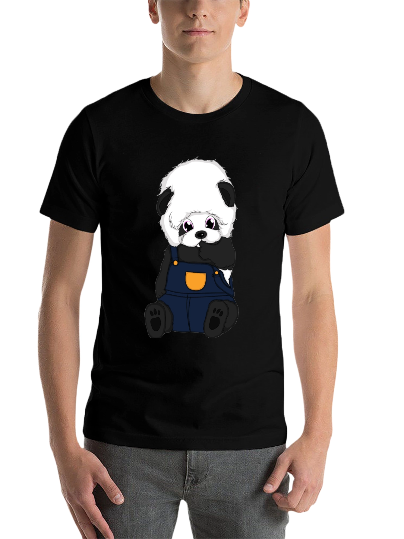 Black Cute Panda Bear T-Shirt - Soft Cotton Blend view 7