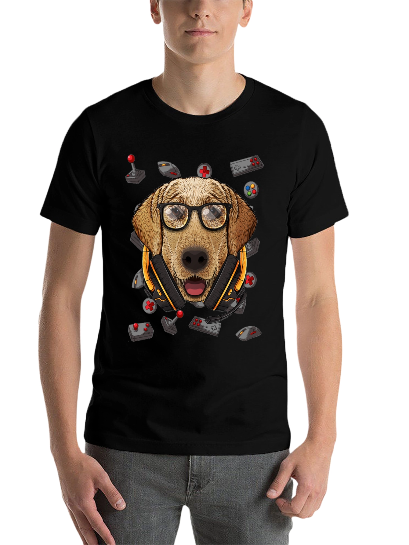 Gamer Dog T-Shirt - Golden Retriever Geek Tee - 7
