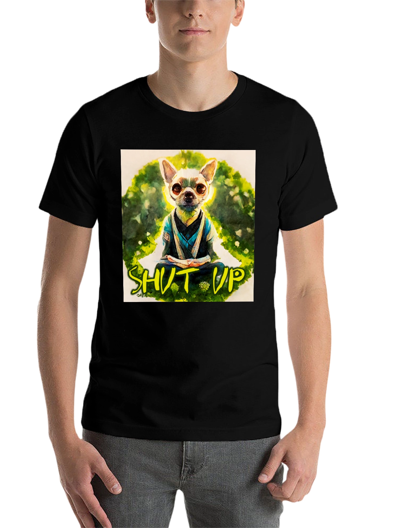 Black Zen Chihuahua T-Shirt - Meditating Dog Graphic Tee view 7