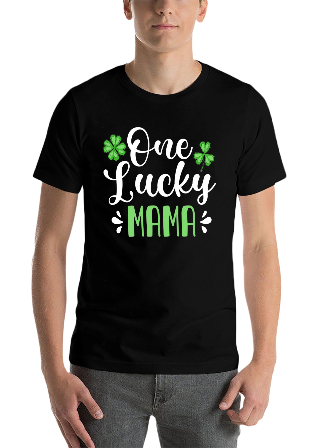 Black One Lucky Mama St. Patrick's Day T-Shirt view 7