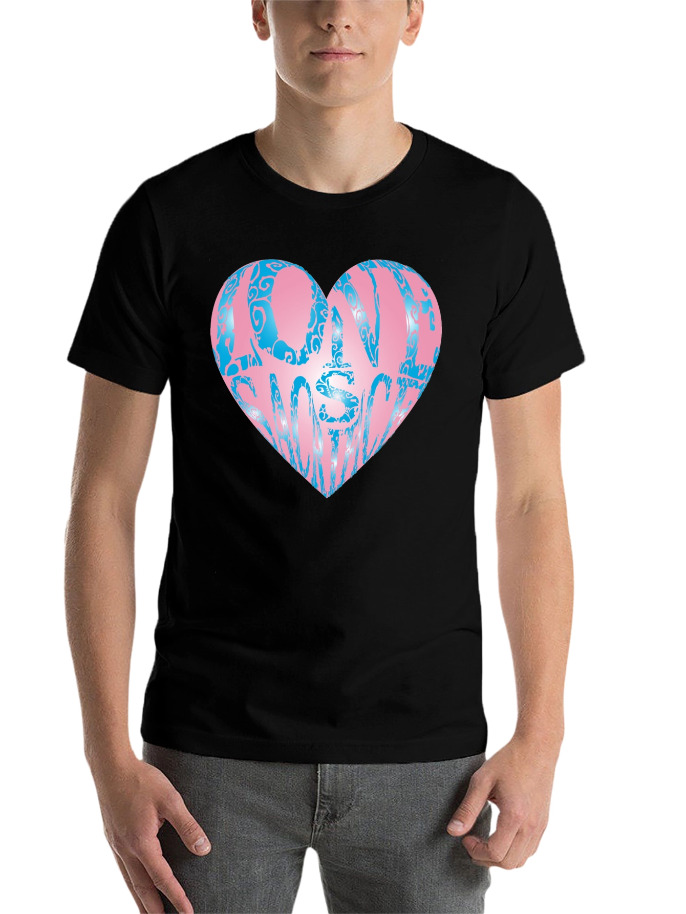 Black One In A Million Heart T-Shirt view 7
