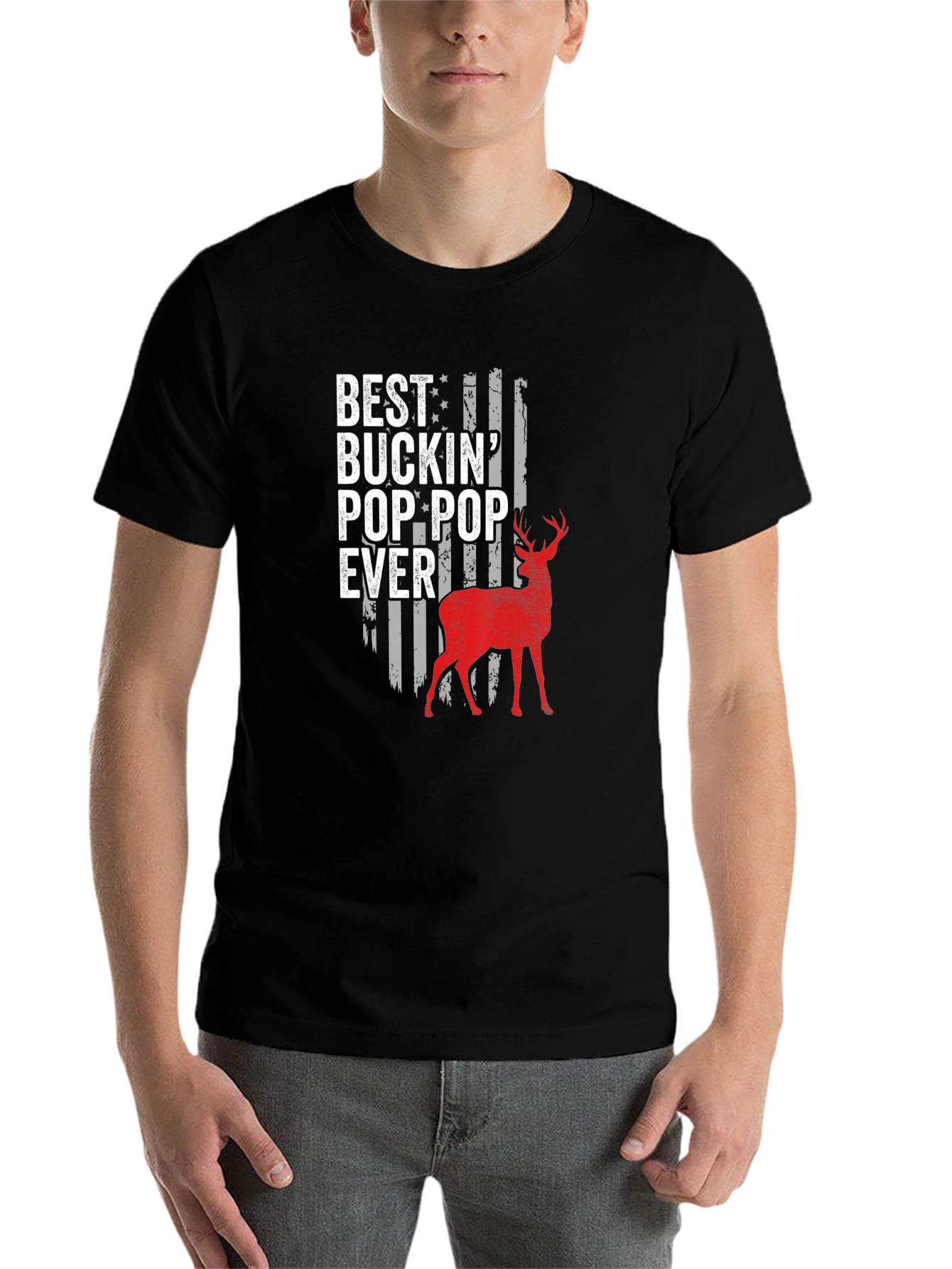 Black Best Buckin' Pop-Pop Ever Deer Hunting T-Shirt view 7