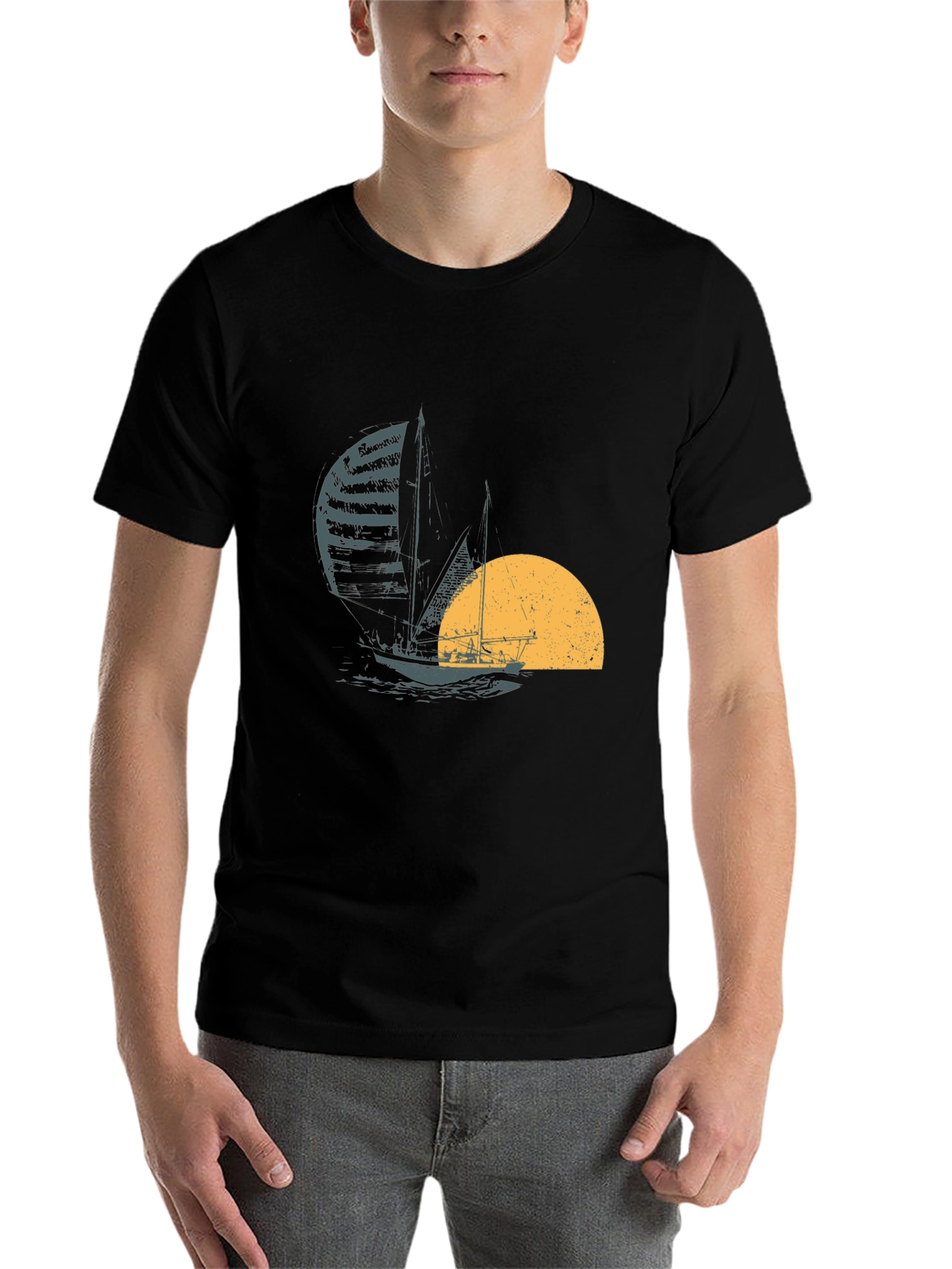 Black Sailing at Sunset Black T-Shirt view 7