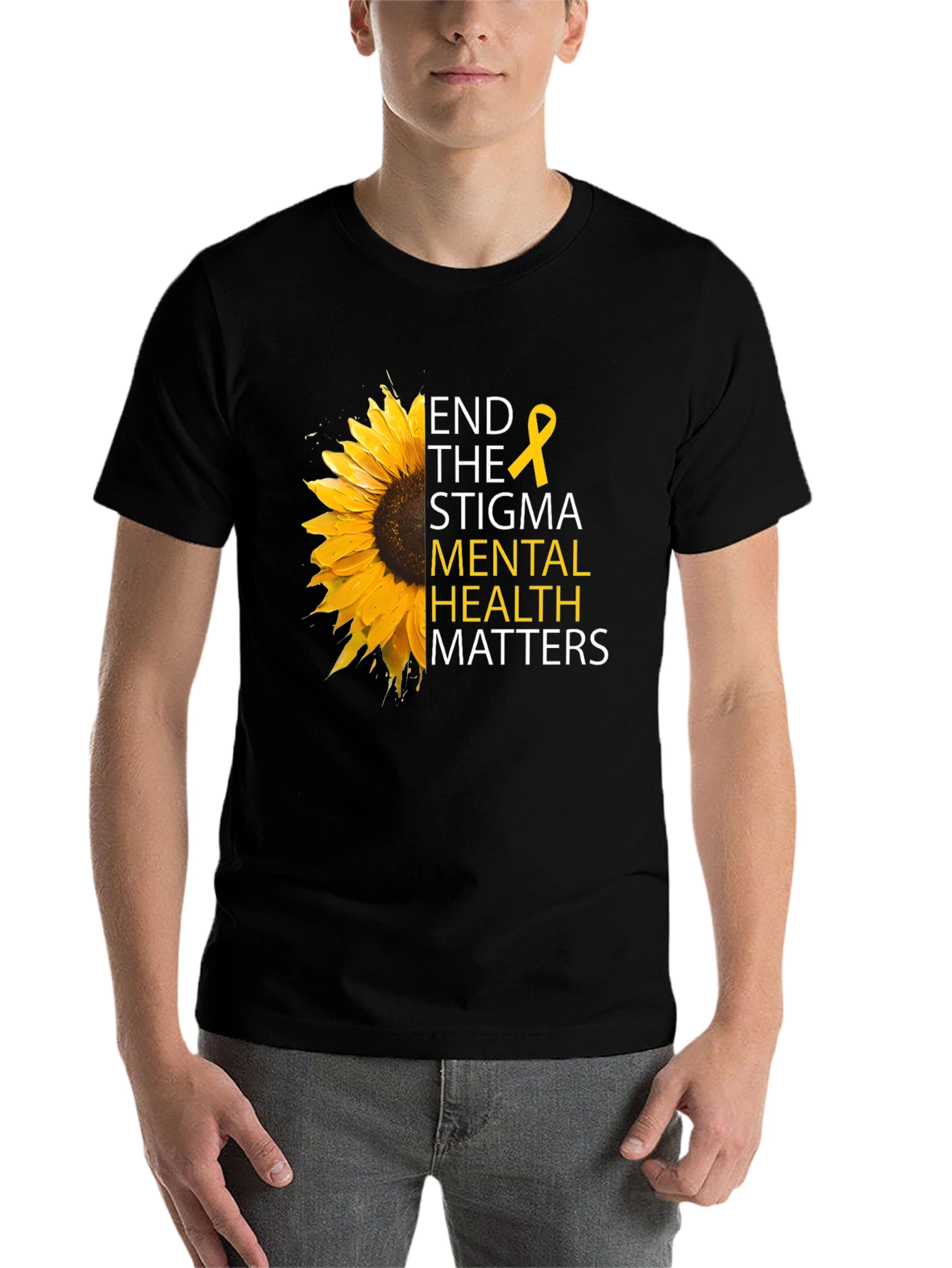 Black Mental Health Matters Sunflower T-Shirt view 7