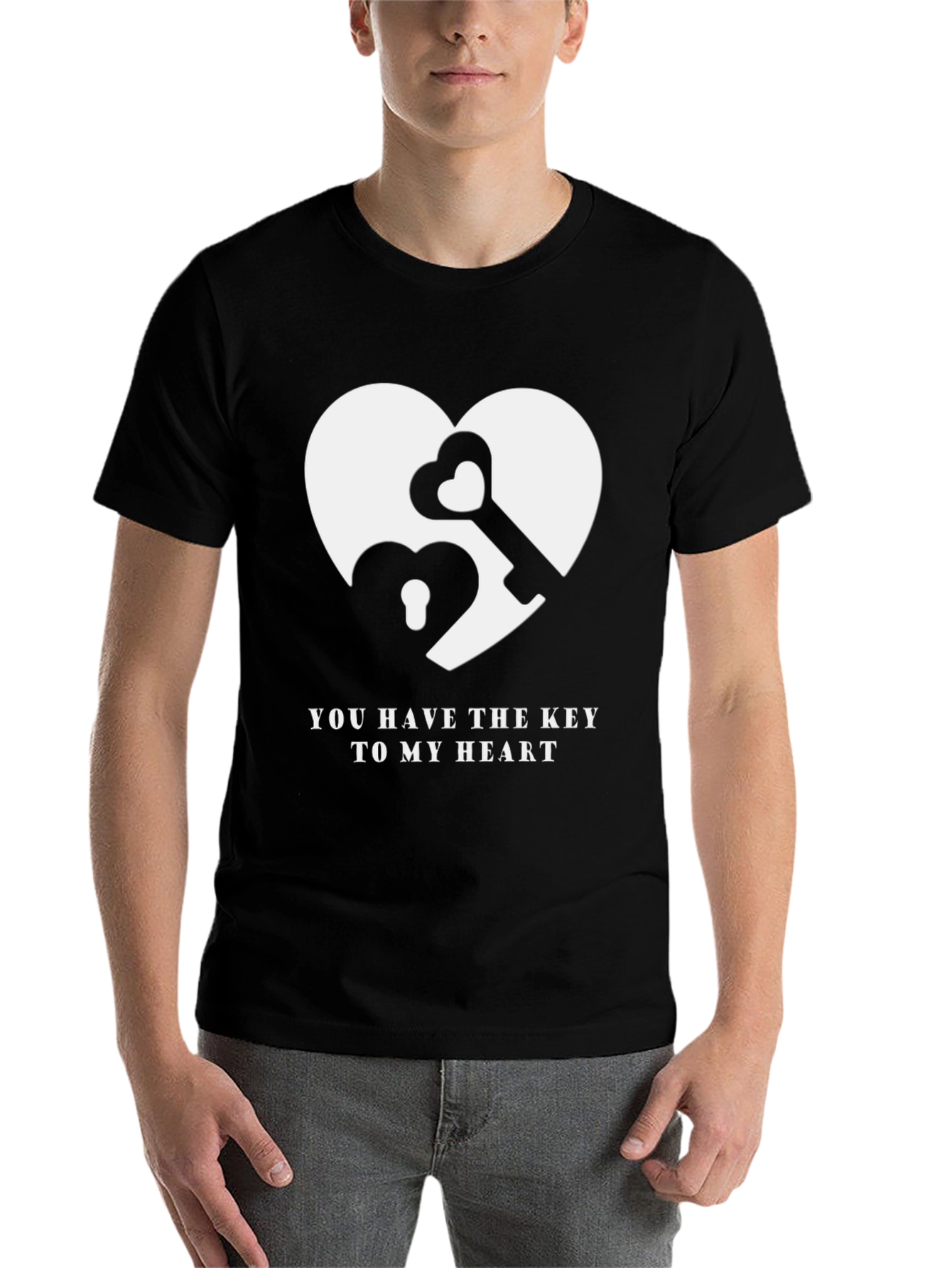 Black Heart Key Graphic T-Shirt - You Have the Key view 7