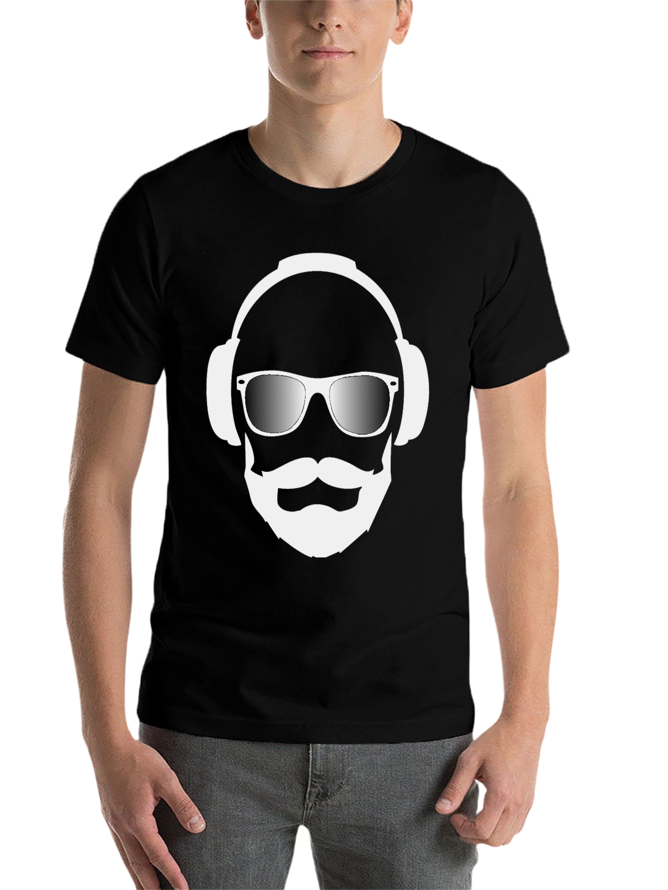 Black Cool DJ Man Graphic Tee - Black Cotton Blend Shirt view 7
