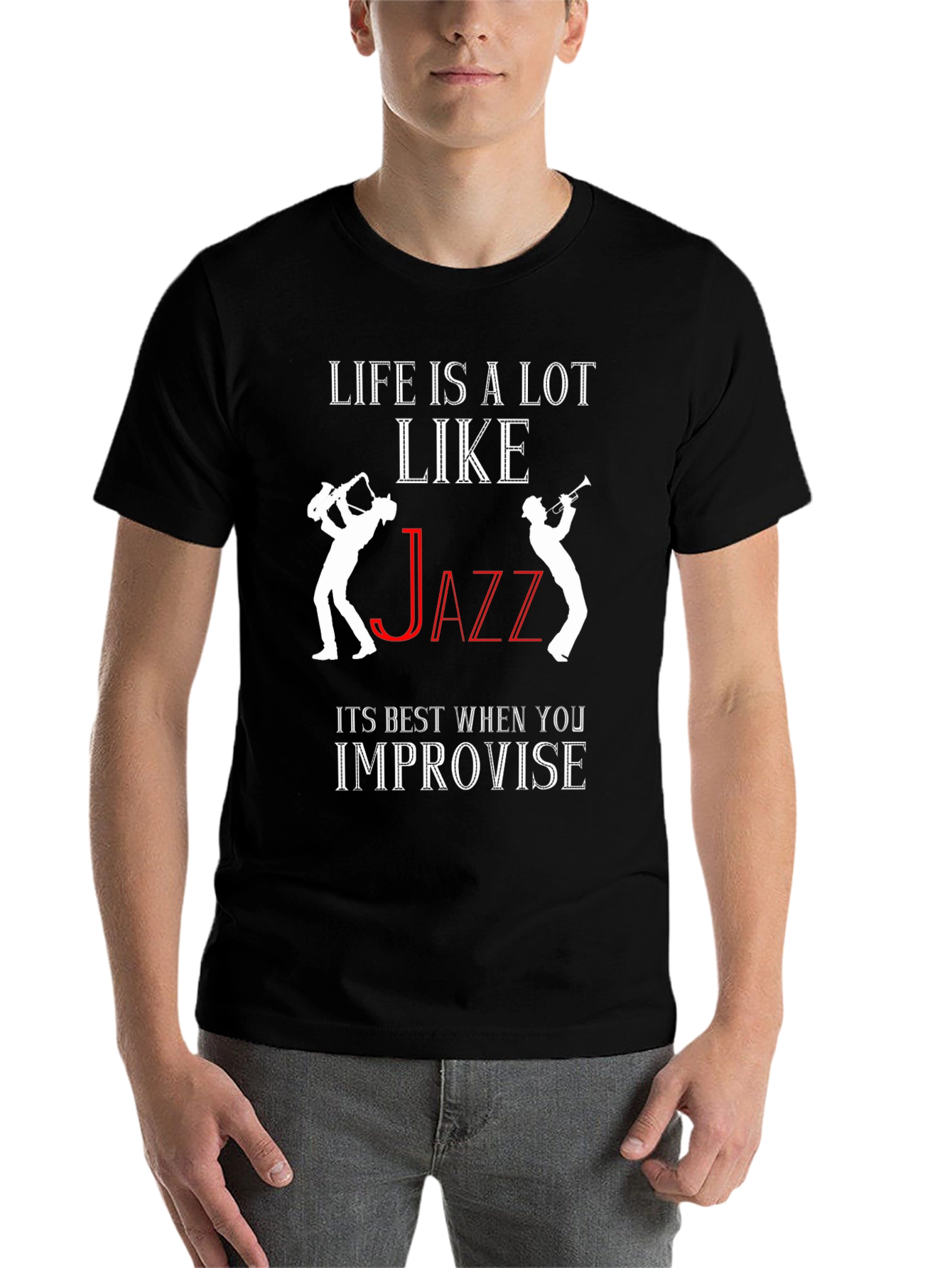 Black Life is Like Jazz T-Shirt - Improvise! view 7