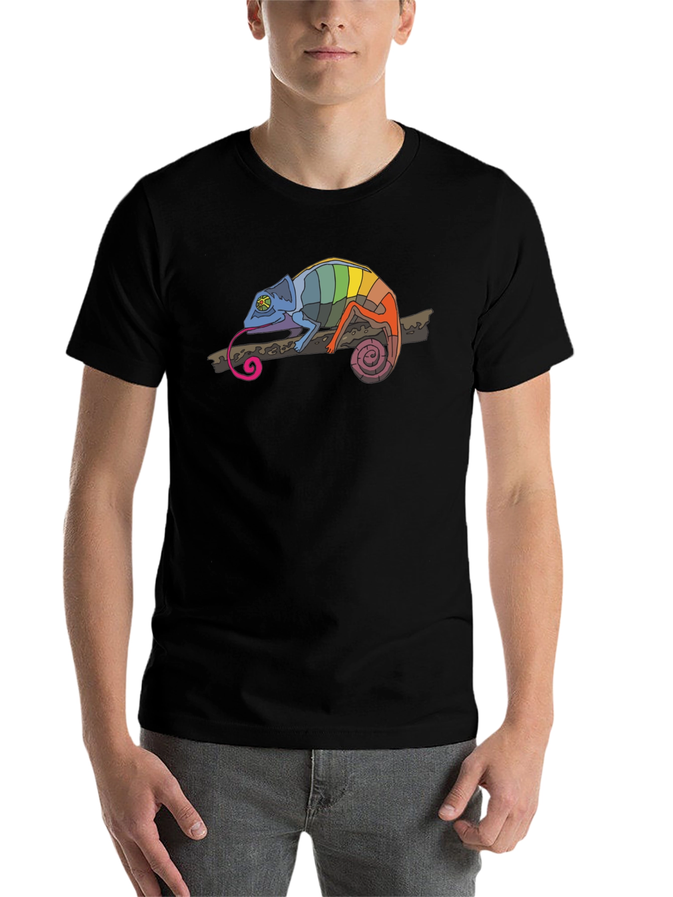 Black Rainbow Chameleon Black T-Shirt view 7