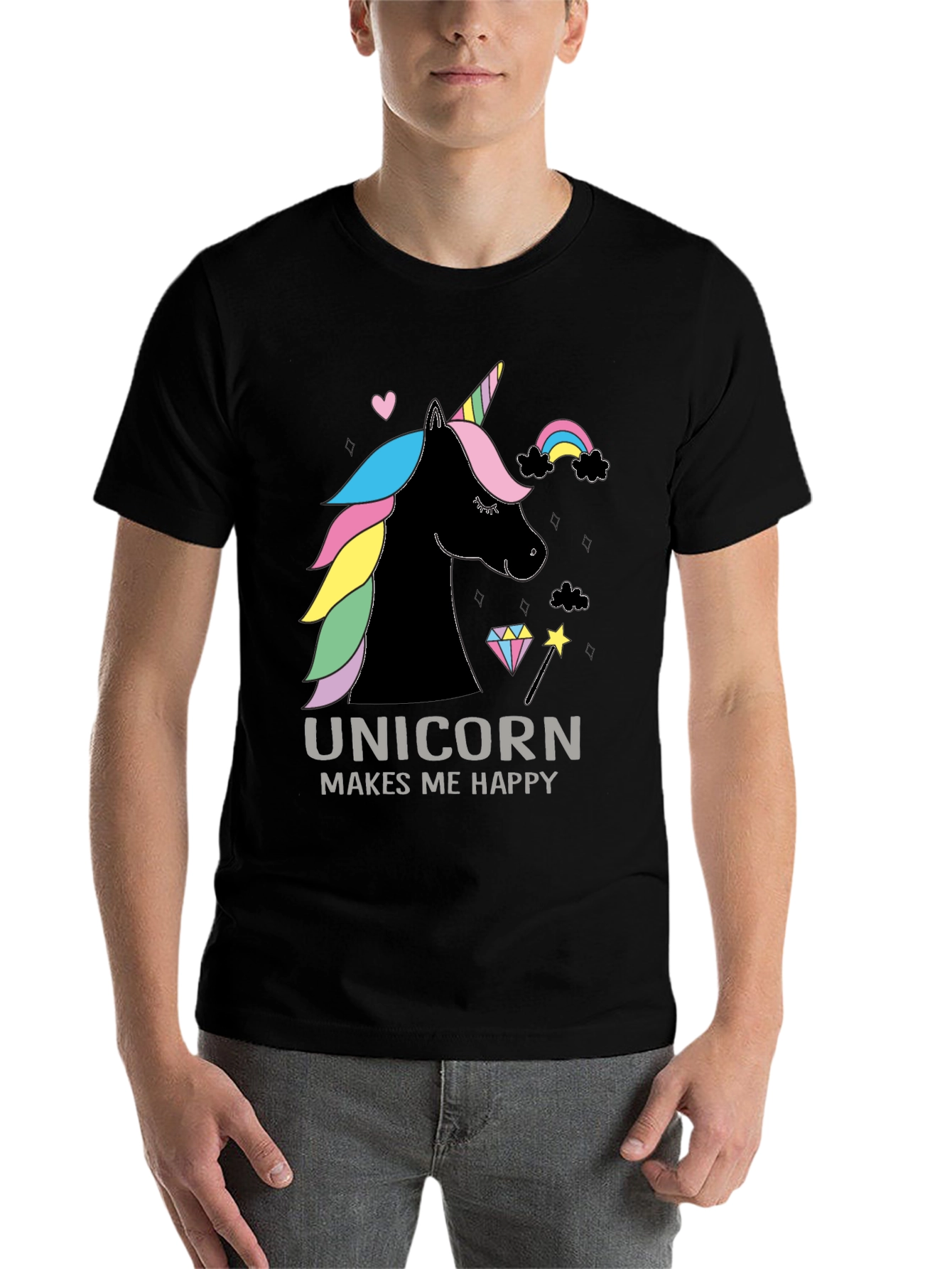 Black Unicorn Makes Me Happy Graphic Tee view 7