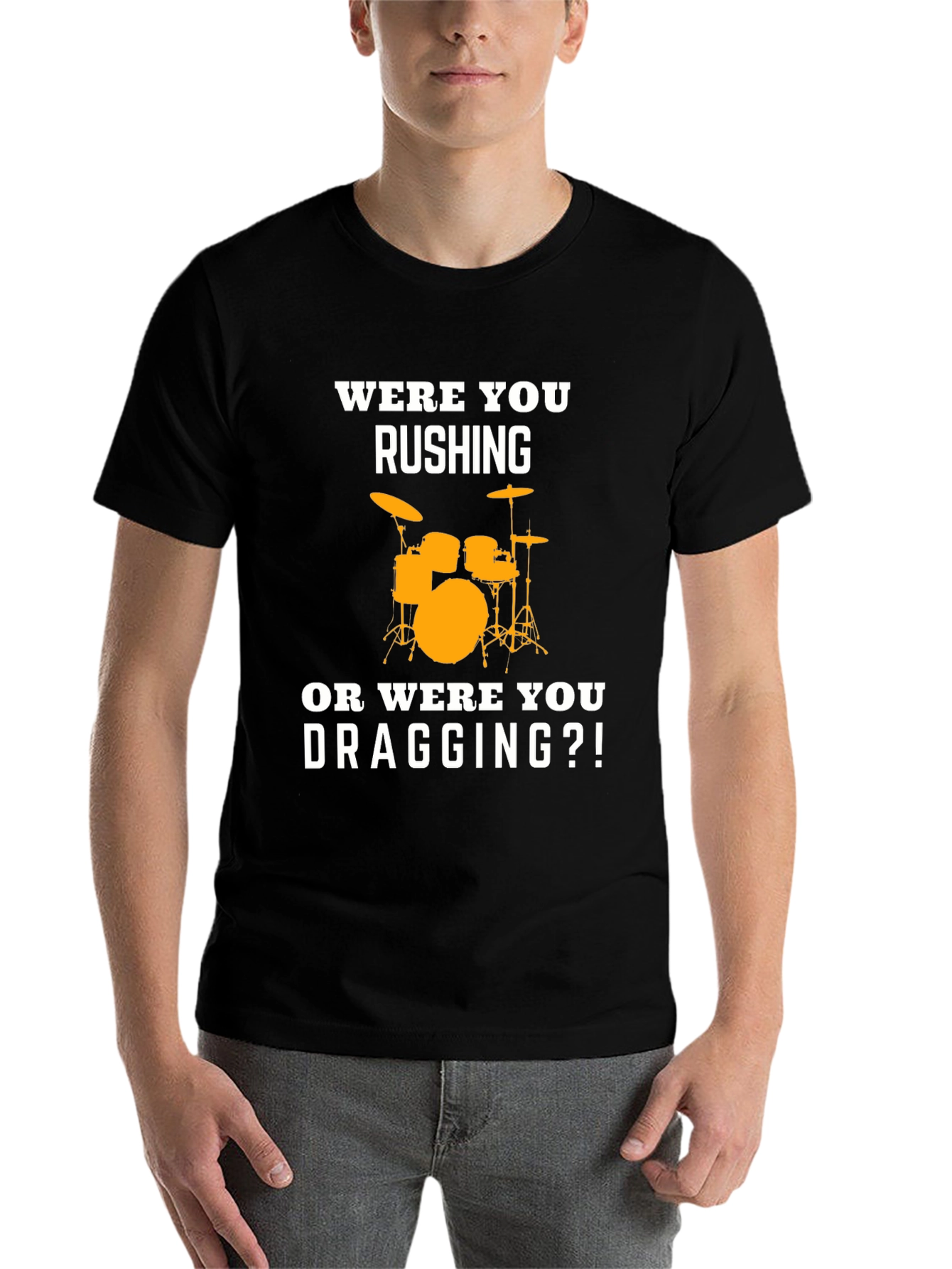 Black Drummer T-Shirt - Rushing or Dragging Funny Tee view 7