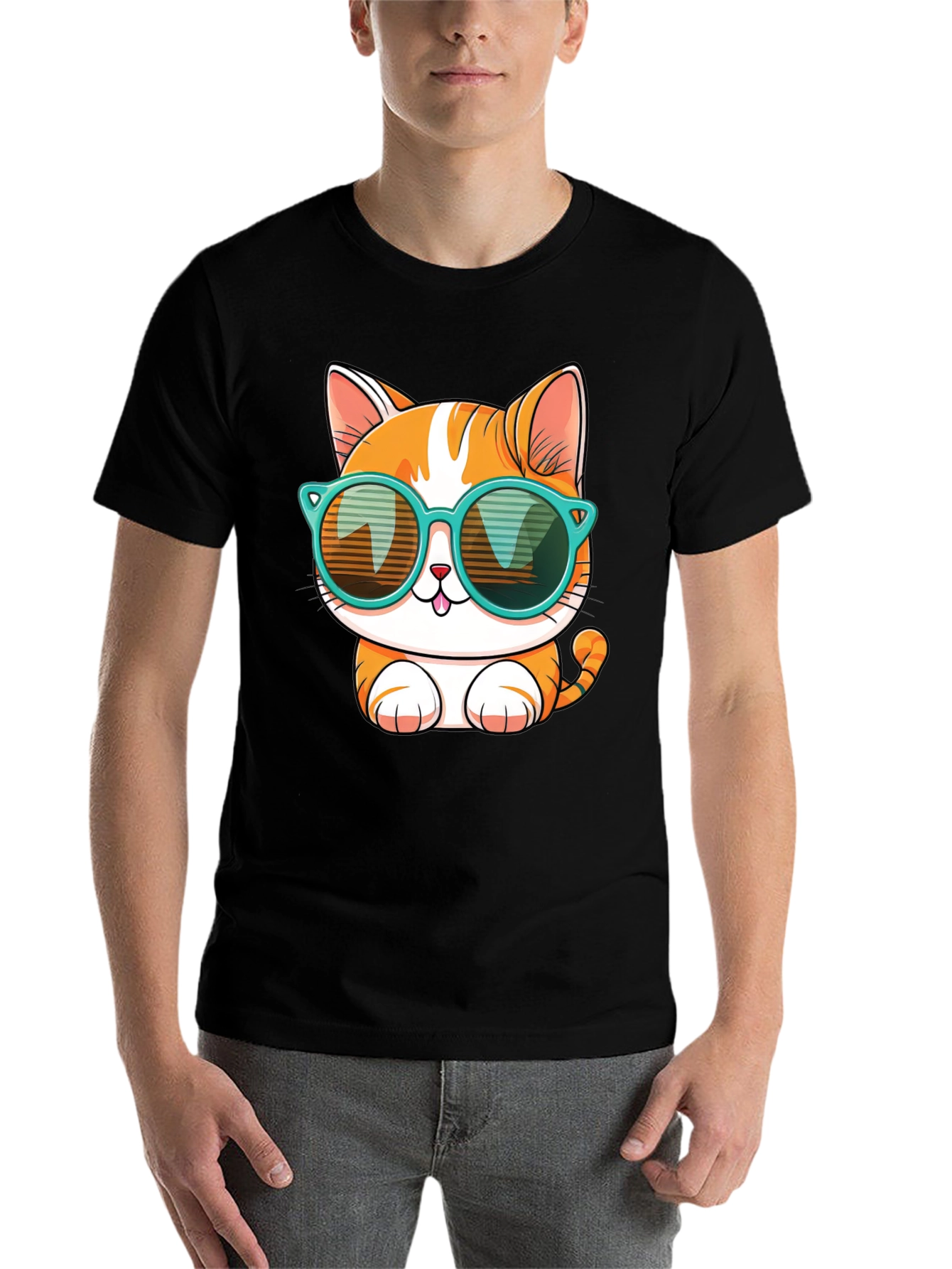 Black Cool Cat Graphic Tee view 7
