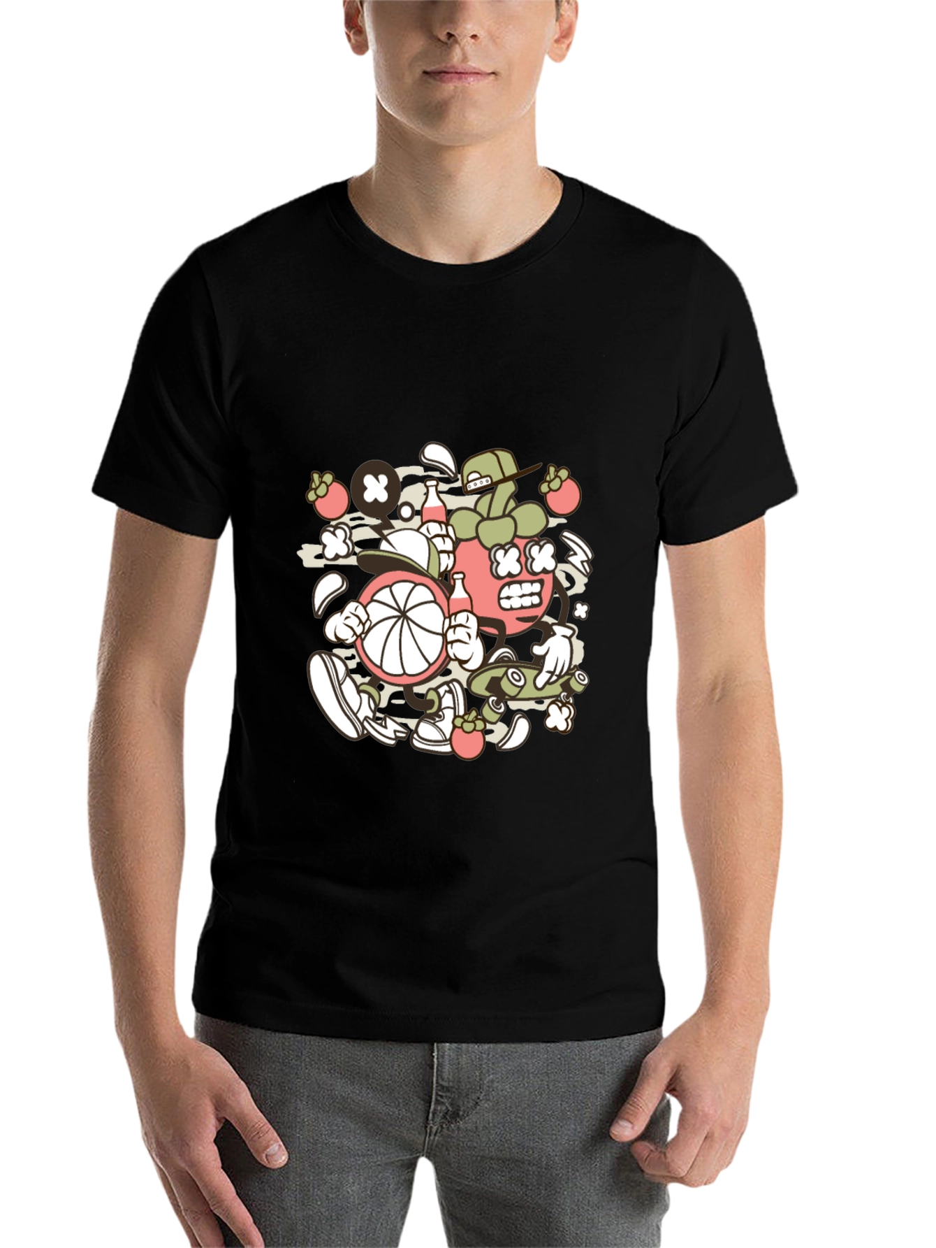 Black Cartoon Mangosteen Black Tee view 7