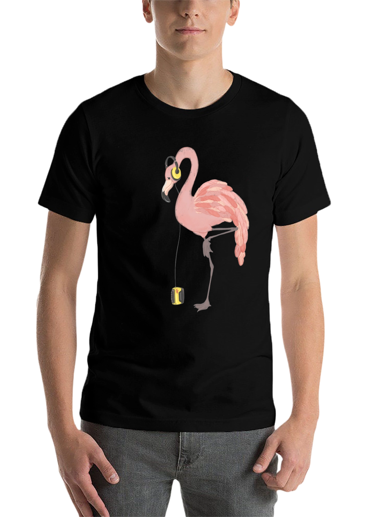 Black Flamingo Music Lover T-Shirt - Stylish Graphic Tee view 7