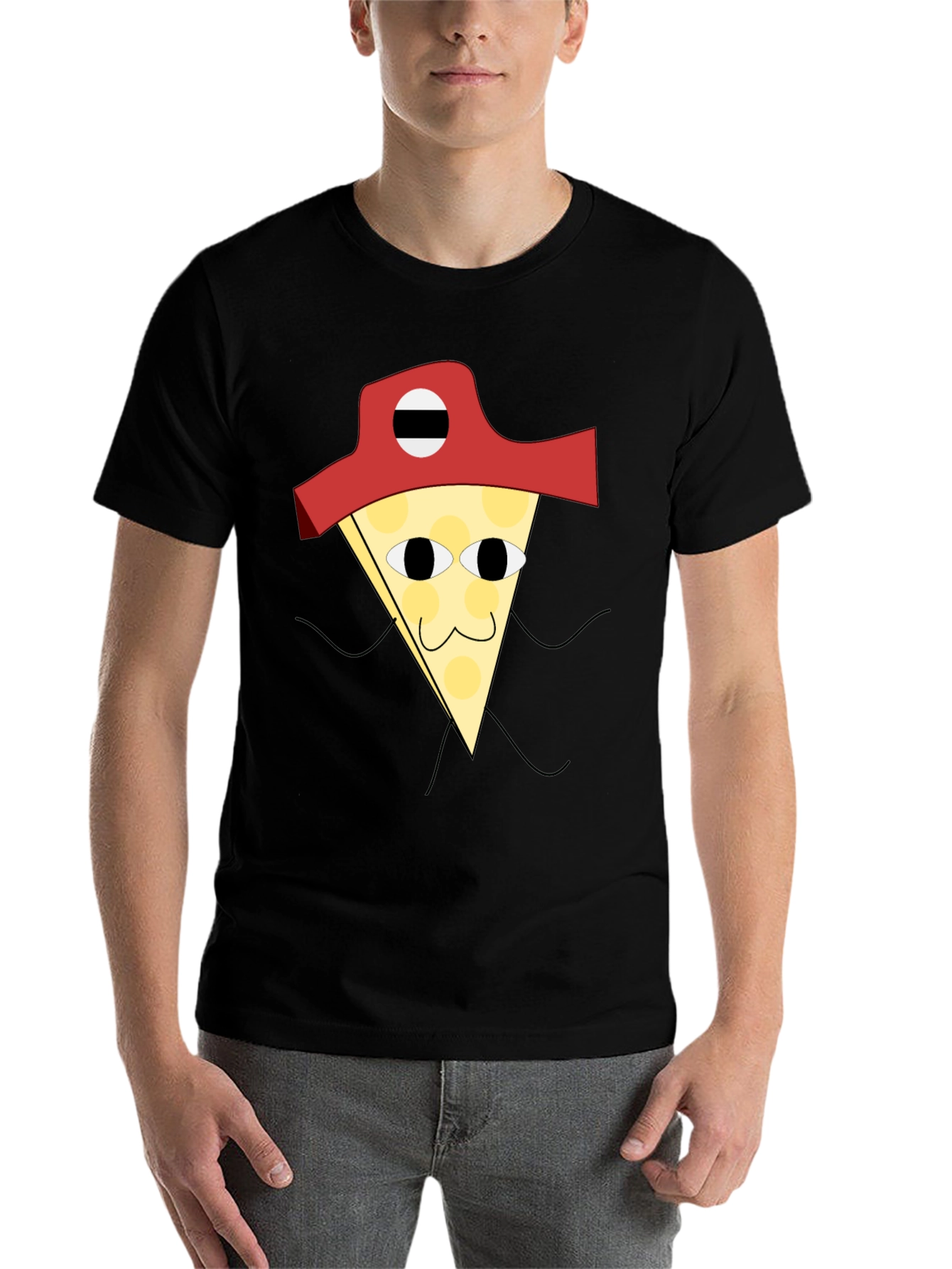 Black Pizza Pirate T-Shirt - Quirky Graphic Tee view 7