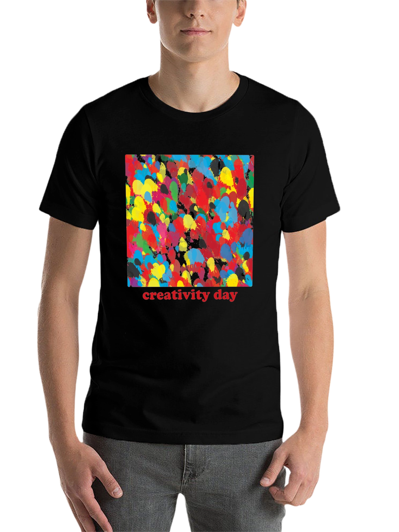 Black Creativity Day Splatter Art Black T-Shirt view 7