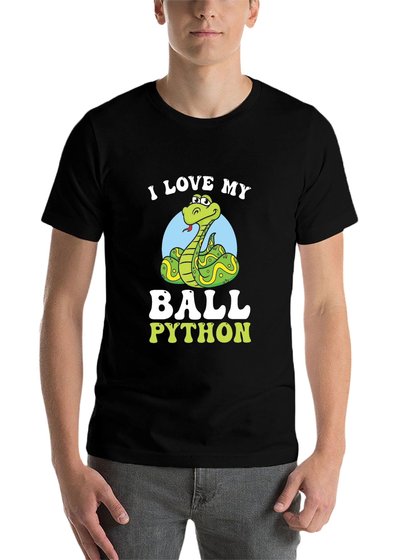 Black I Love My Ball Python T-Shirt Snake Pet Owner view 7