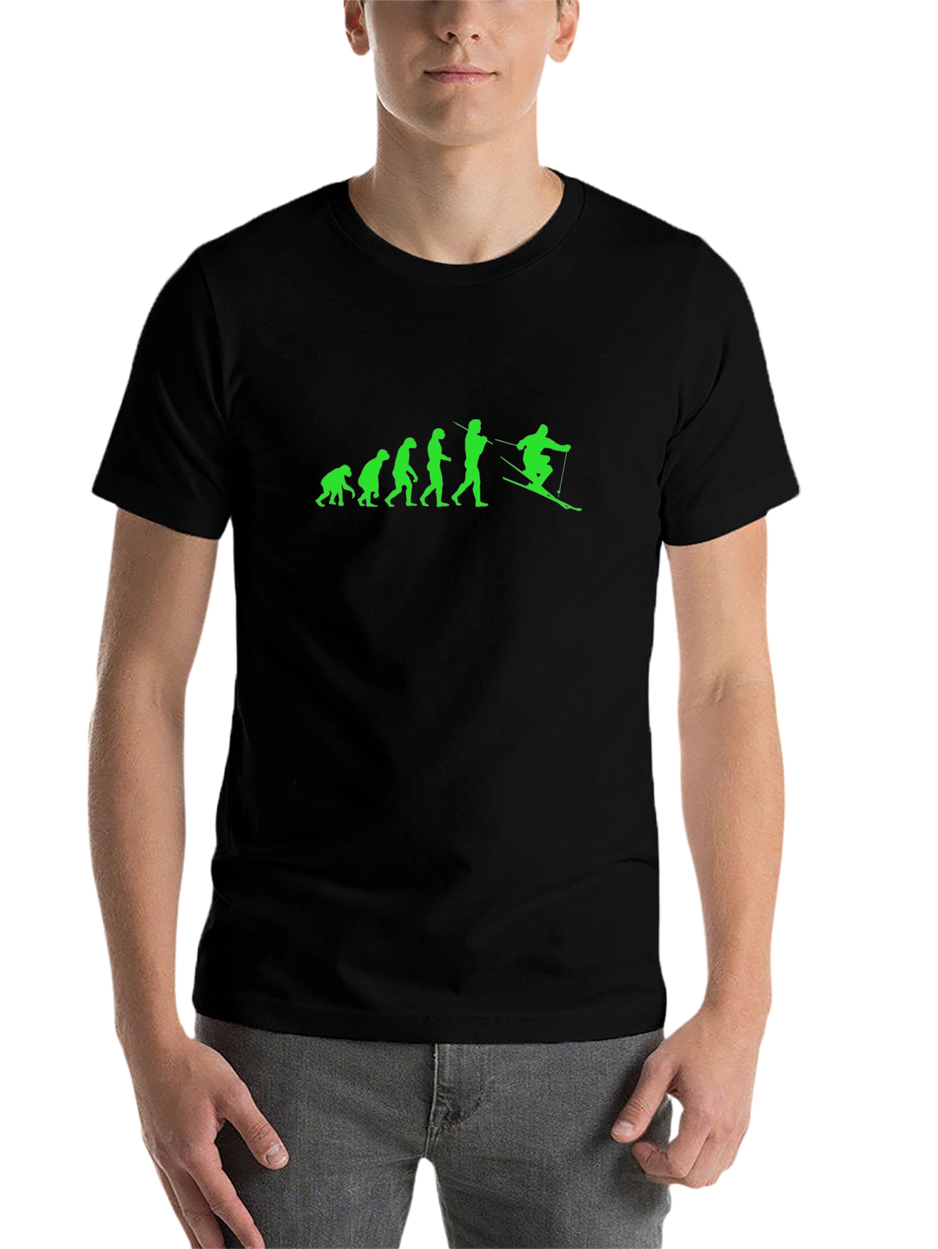 Black Evolution Ski T-Shirt - Funny Skiing Gift view 7