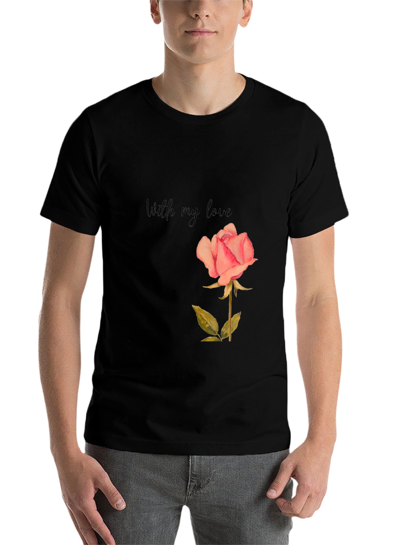 Romantic Rose Graphic Tee - "With My Love" Shirt - 7
