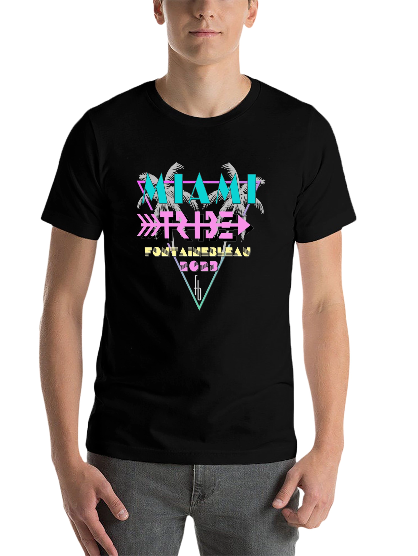 Black Miami Tribe Fontainebleau 2023 Black T-Shirt view 7