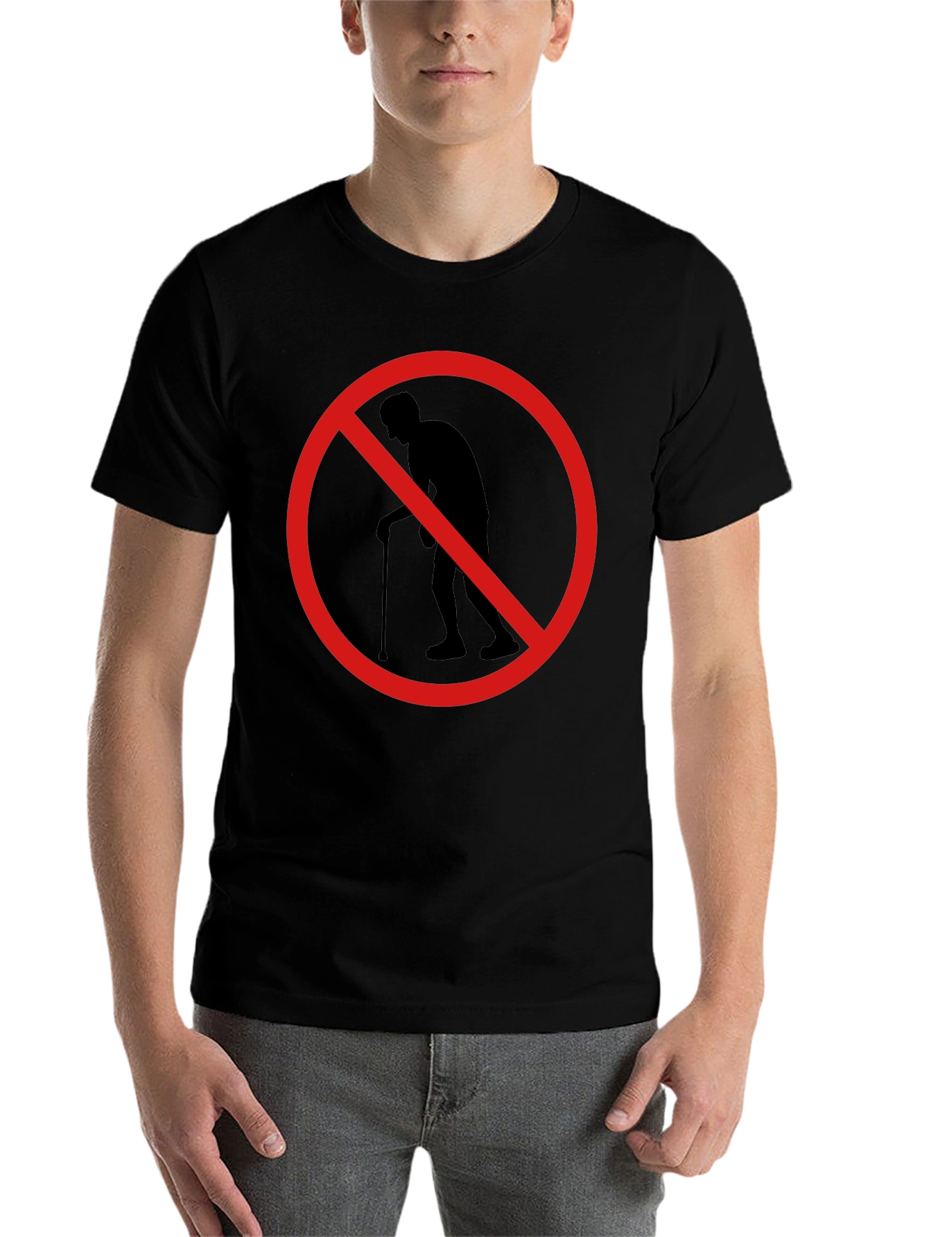 Black Men's Novelty Black T-Shirt - No Old People Allowed view 7