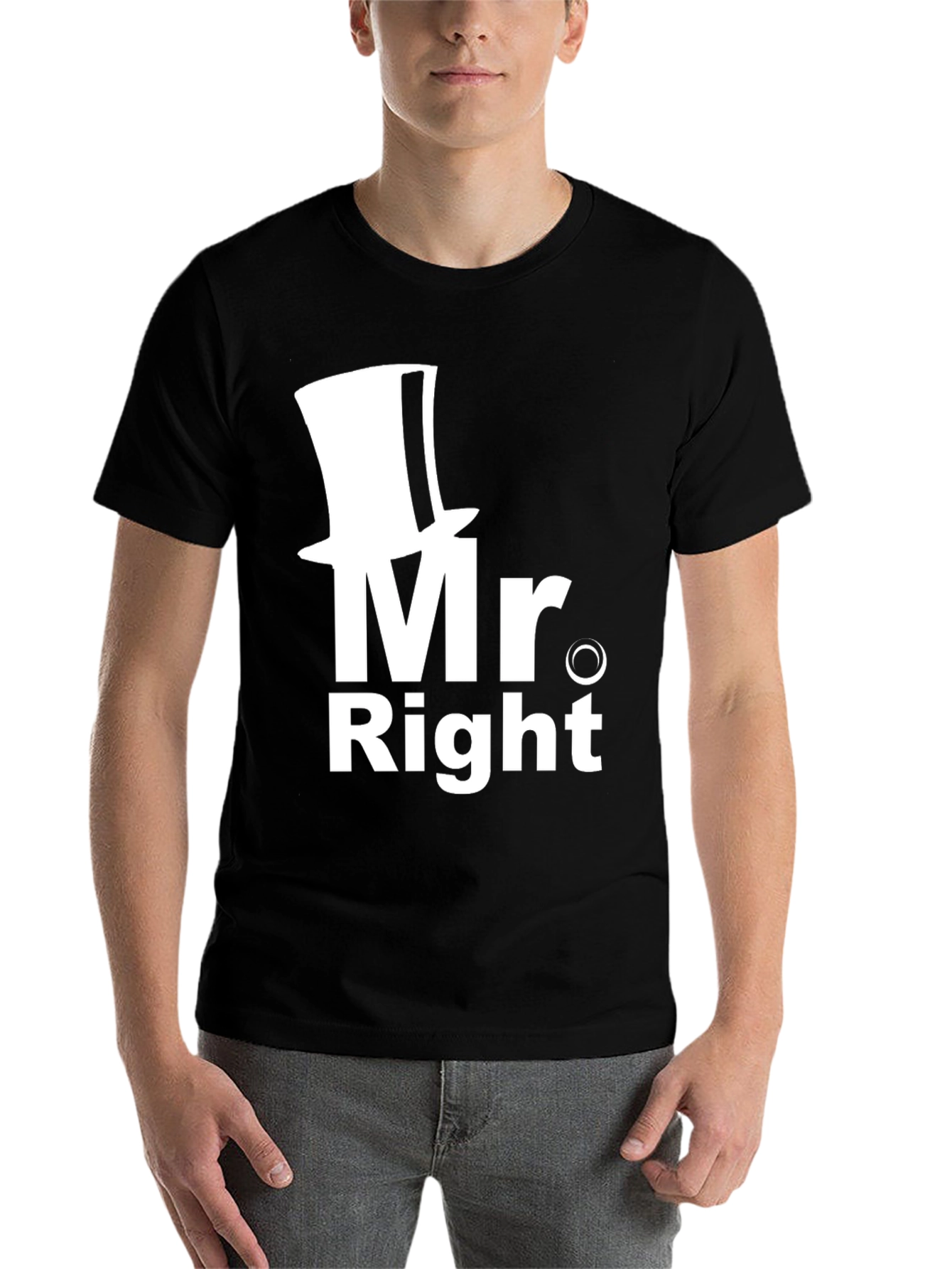 Black Mr. Right T-Shirt - Fun Graphic Tee for Men view 7
