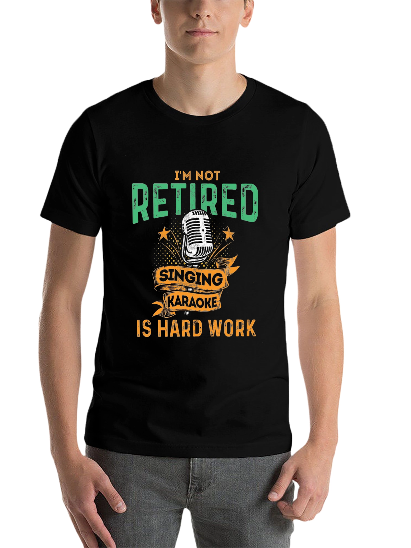 Black Funny Retirement Karaoke T-Shirt view 7