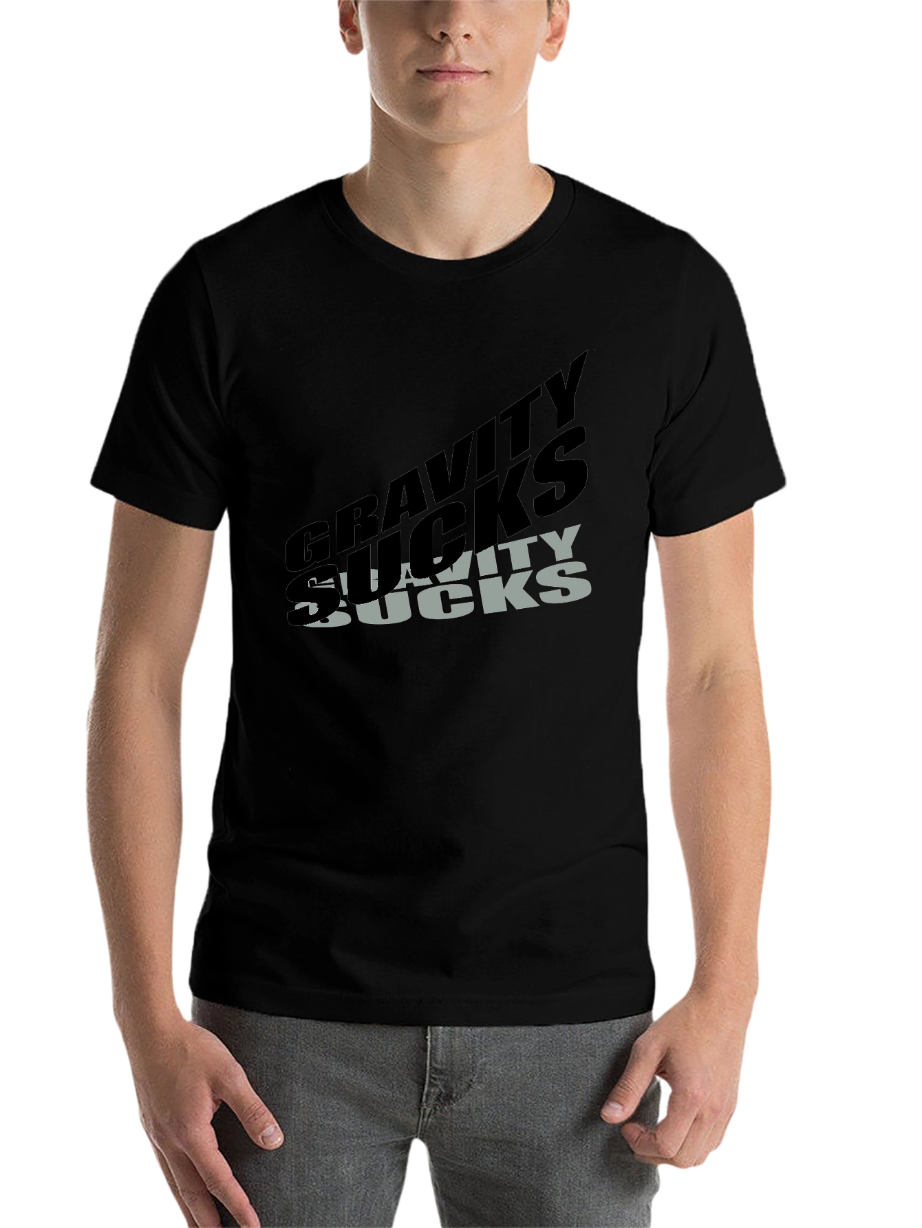 Black Gravity Sucks Graphic T-Shirt - Black view 7