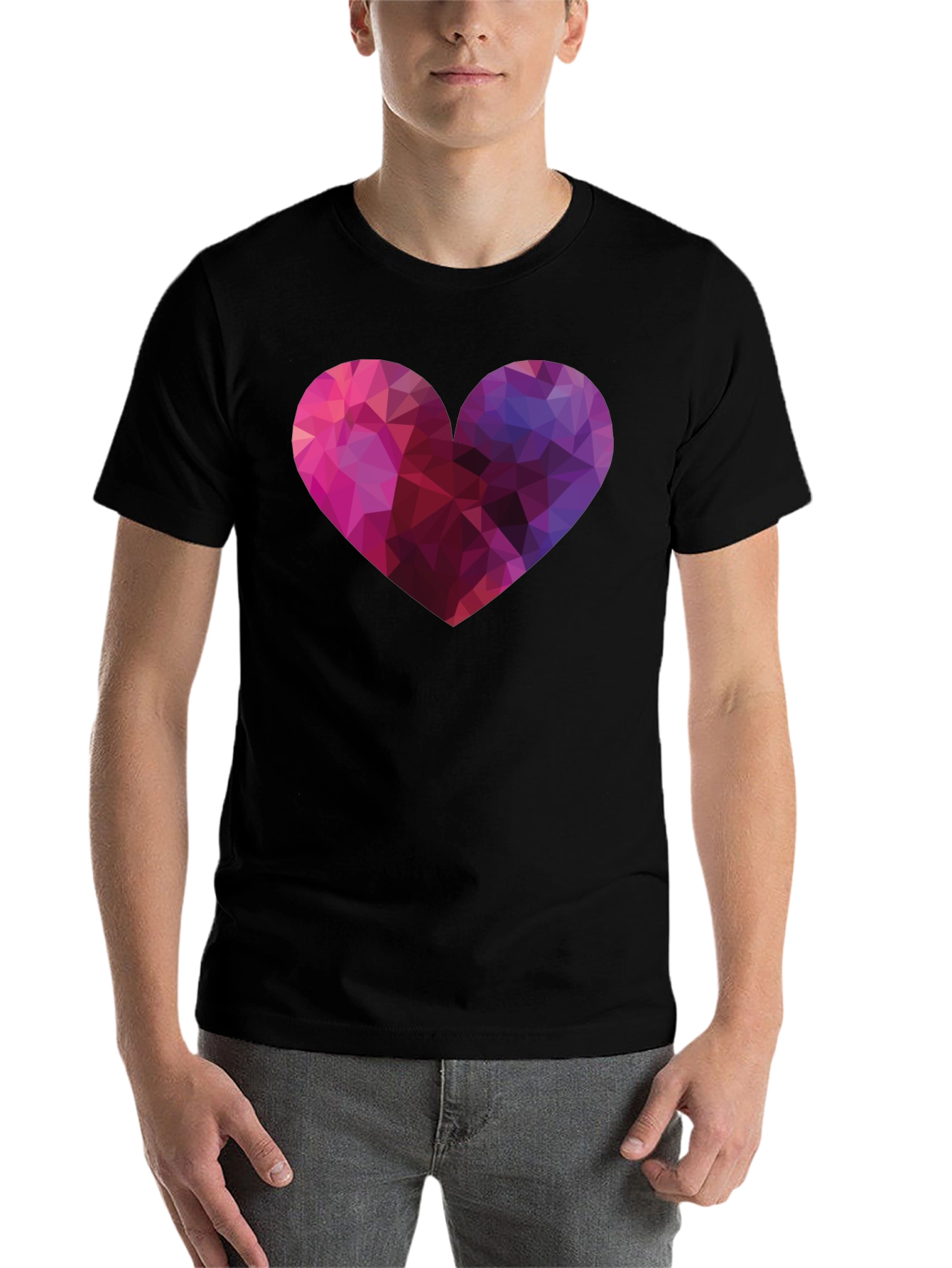Geometric Heart Graphic Tee - Modern Style - 7