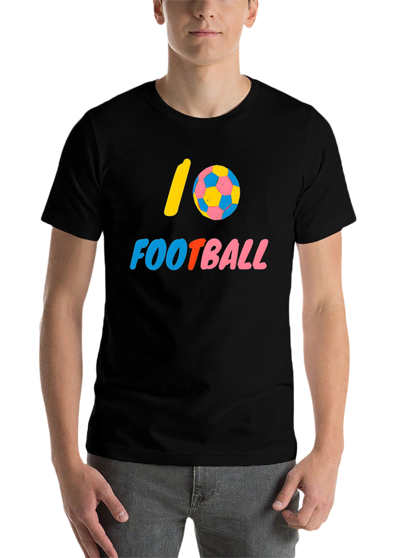 Black I Love Football Graphic Tee - Black Cotton Shirt view 7