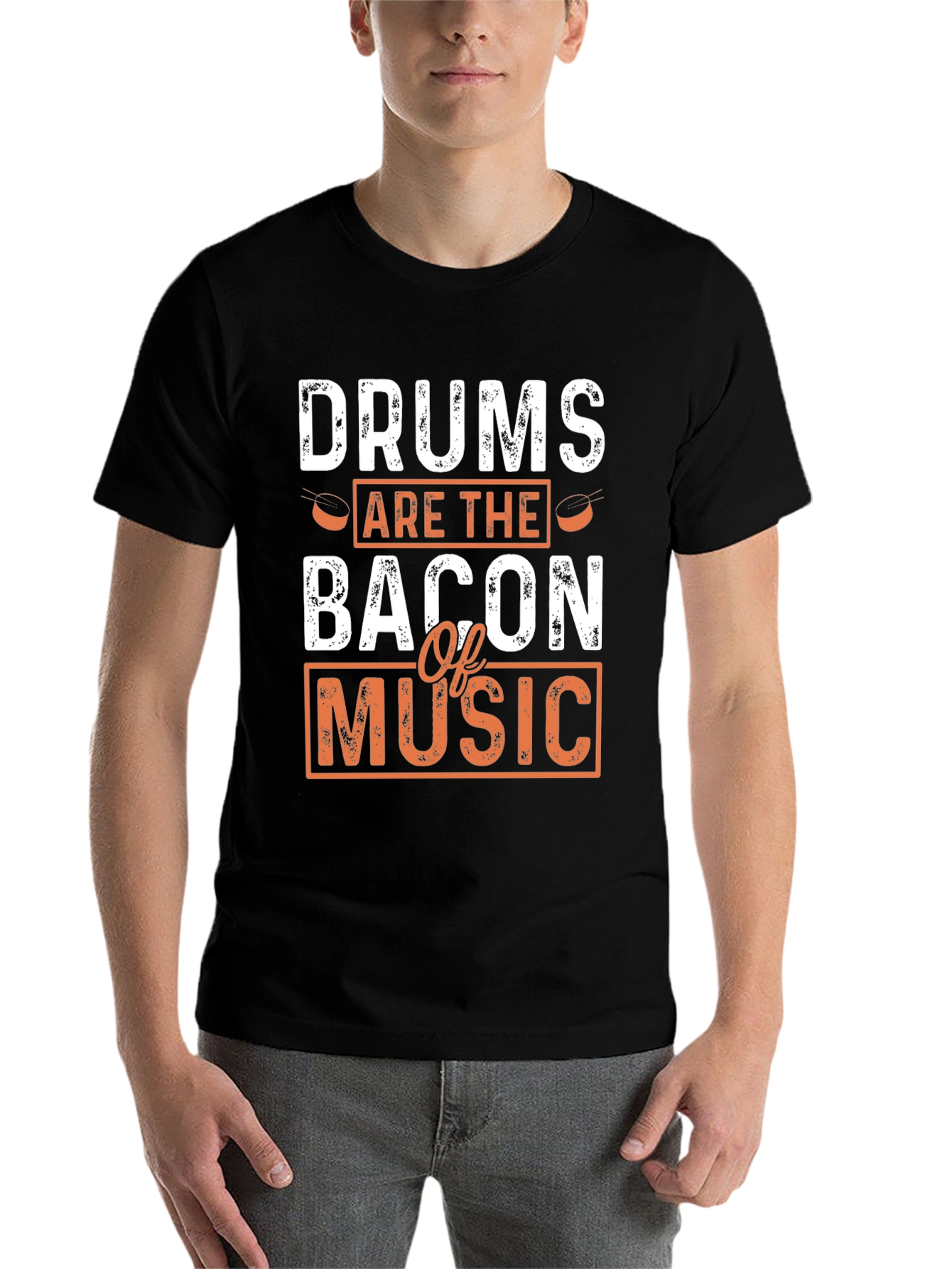 Black Drums are the Bacon of Music Black T-Shirt view 7