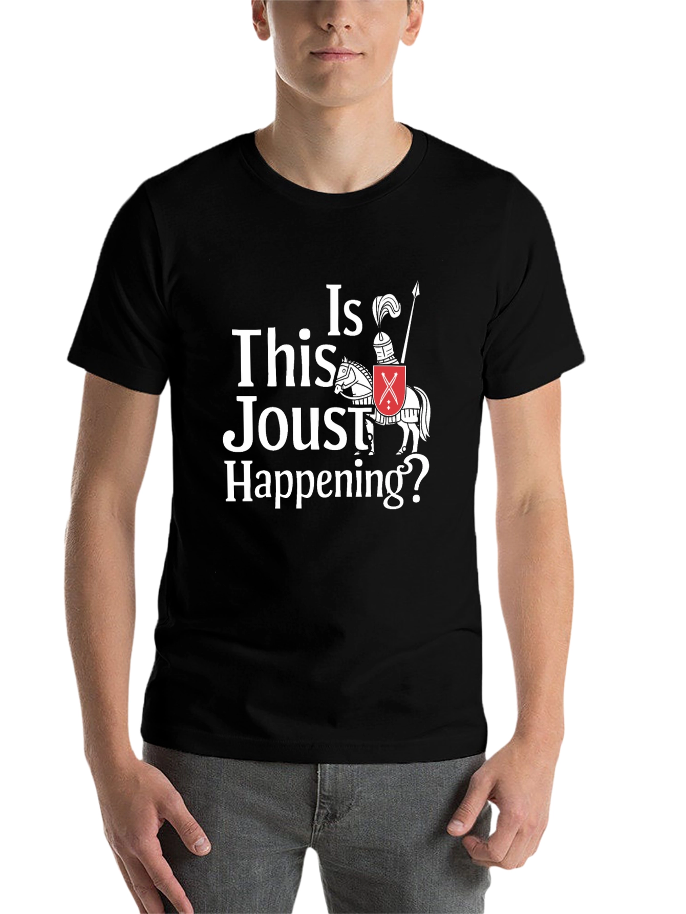Black Funny Jousting T-Shirt - Is This Joust Happening Tee view 7