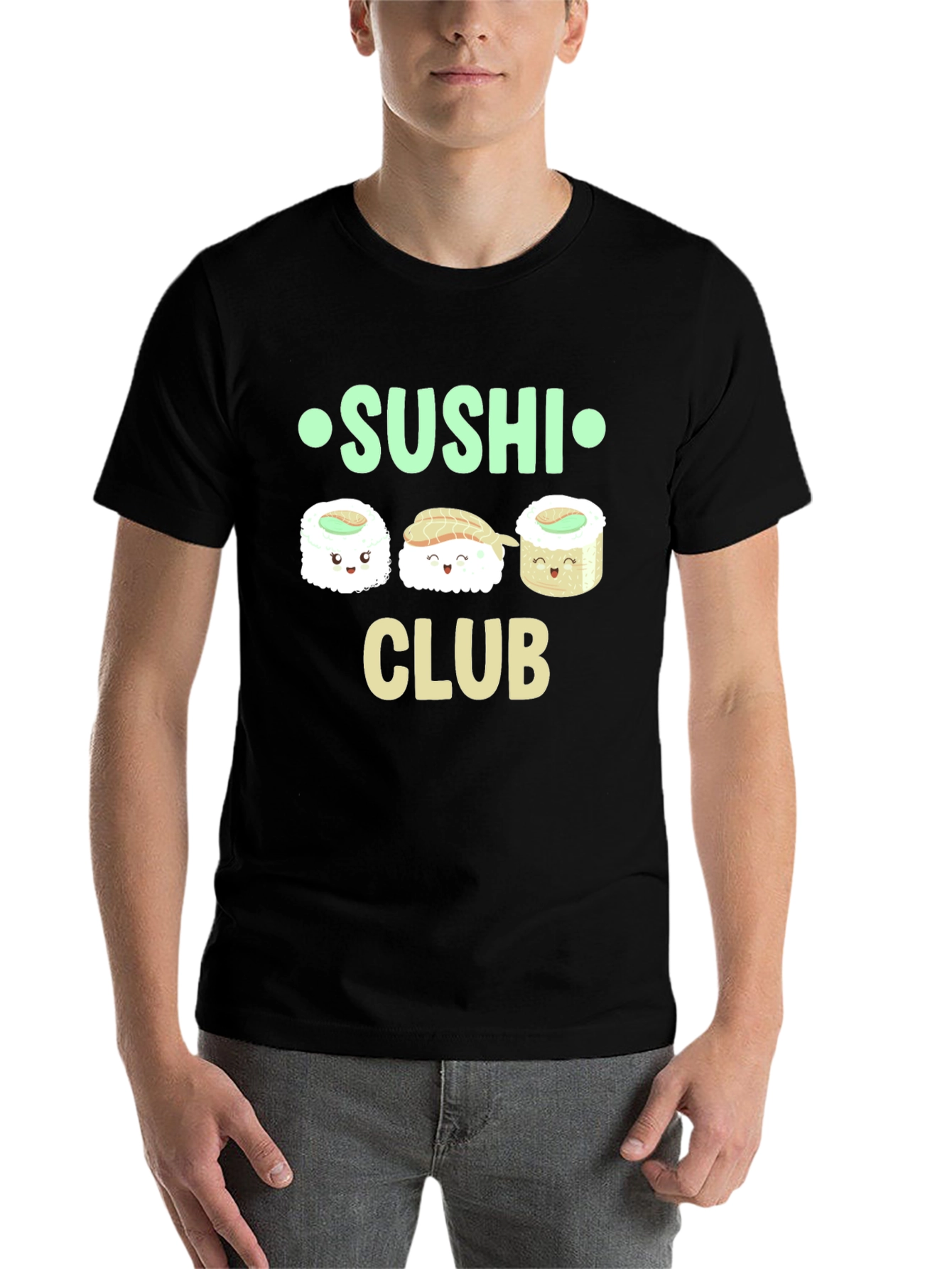 Black Sushi Club Graphic T-Shirt - Casual Cotton Tee view 7