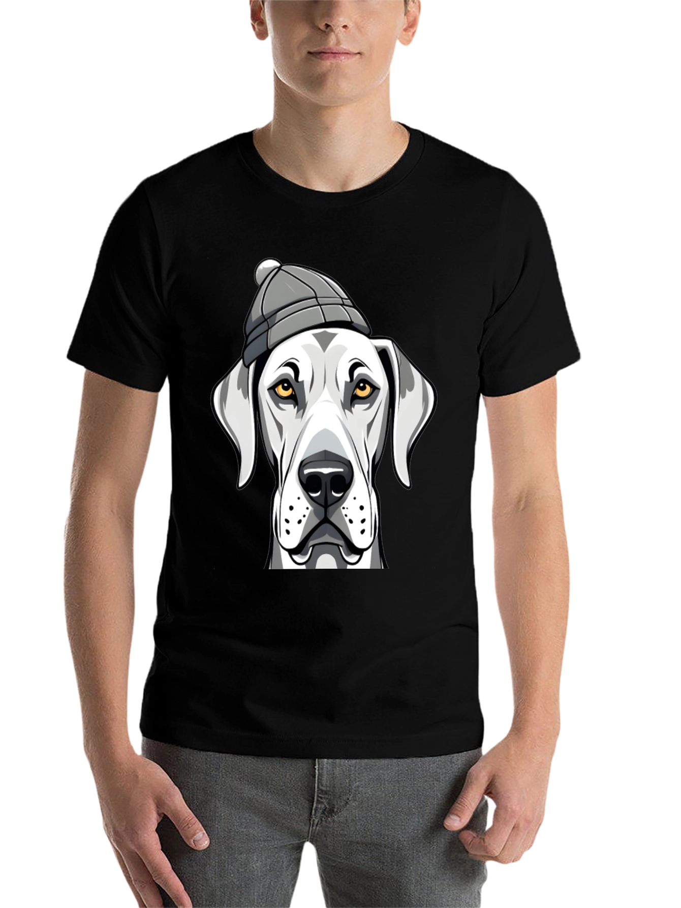 Black Dog with Beanie Graphic Tee - Trendy Pet Lover Shirt view 7