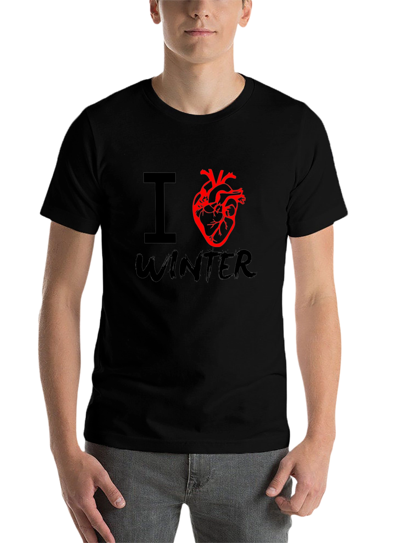 Black I Heart Winter Graphic Tee - Black view 7