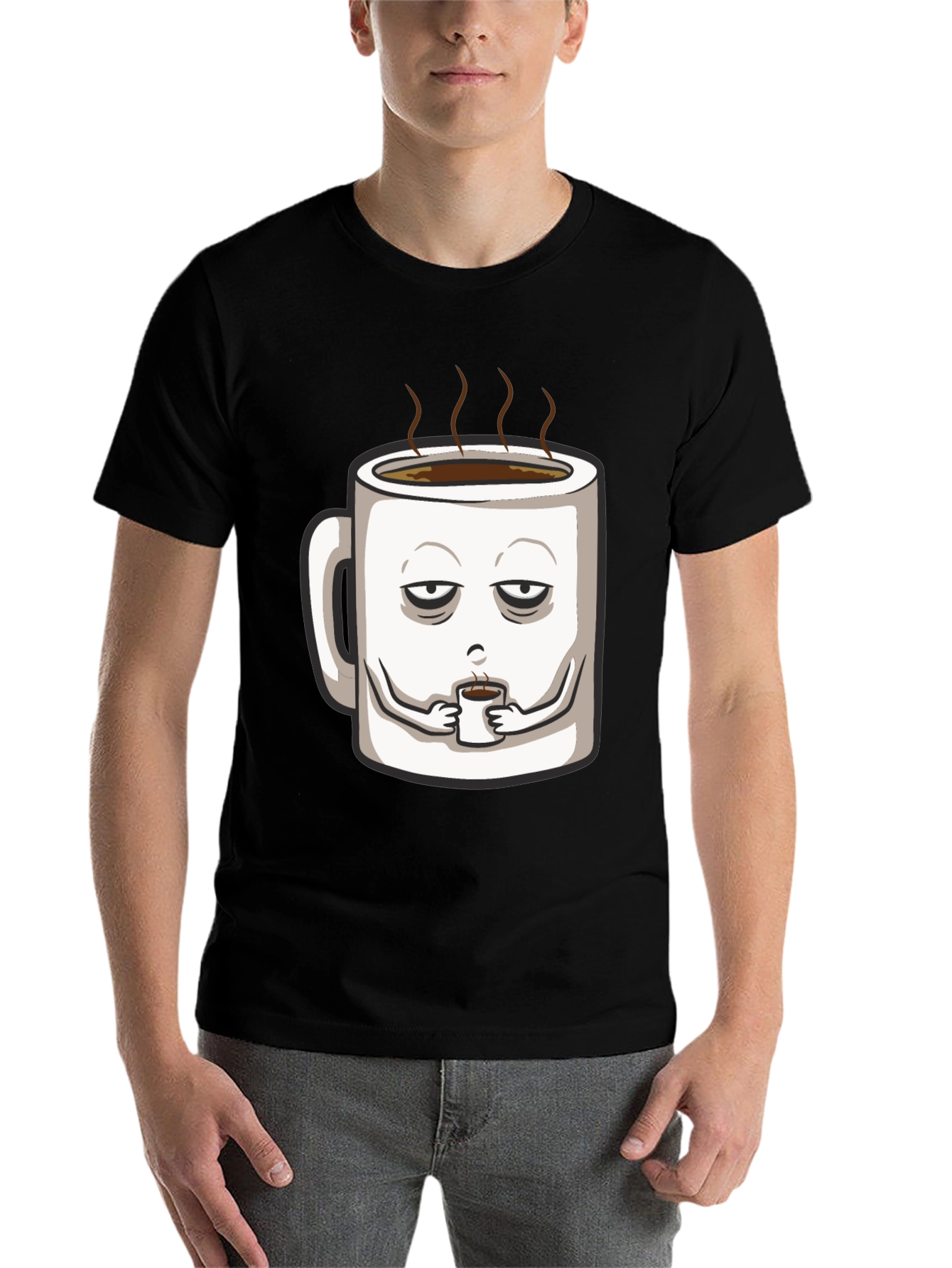 Black Men's "Need Coffee" Graphic Tee - Black view 7