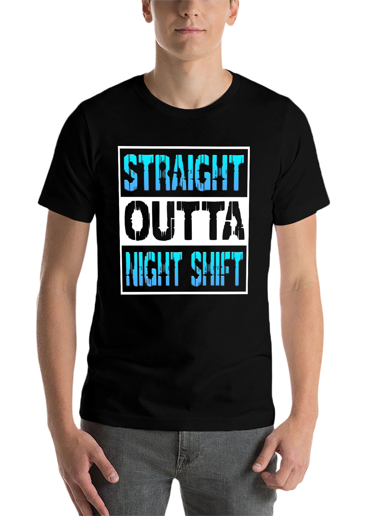 Black Straight Outta Night Shift Tee view 7