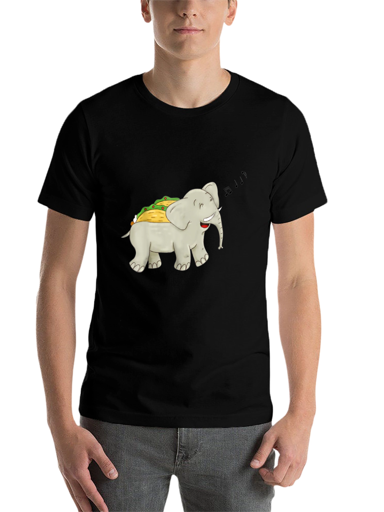Black Elephant Taco Funny Graphic T-Shirt view 7