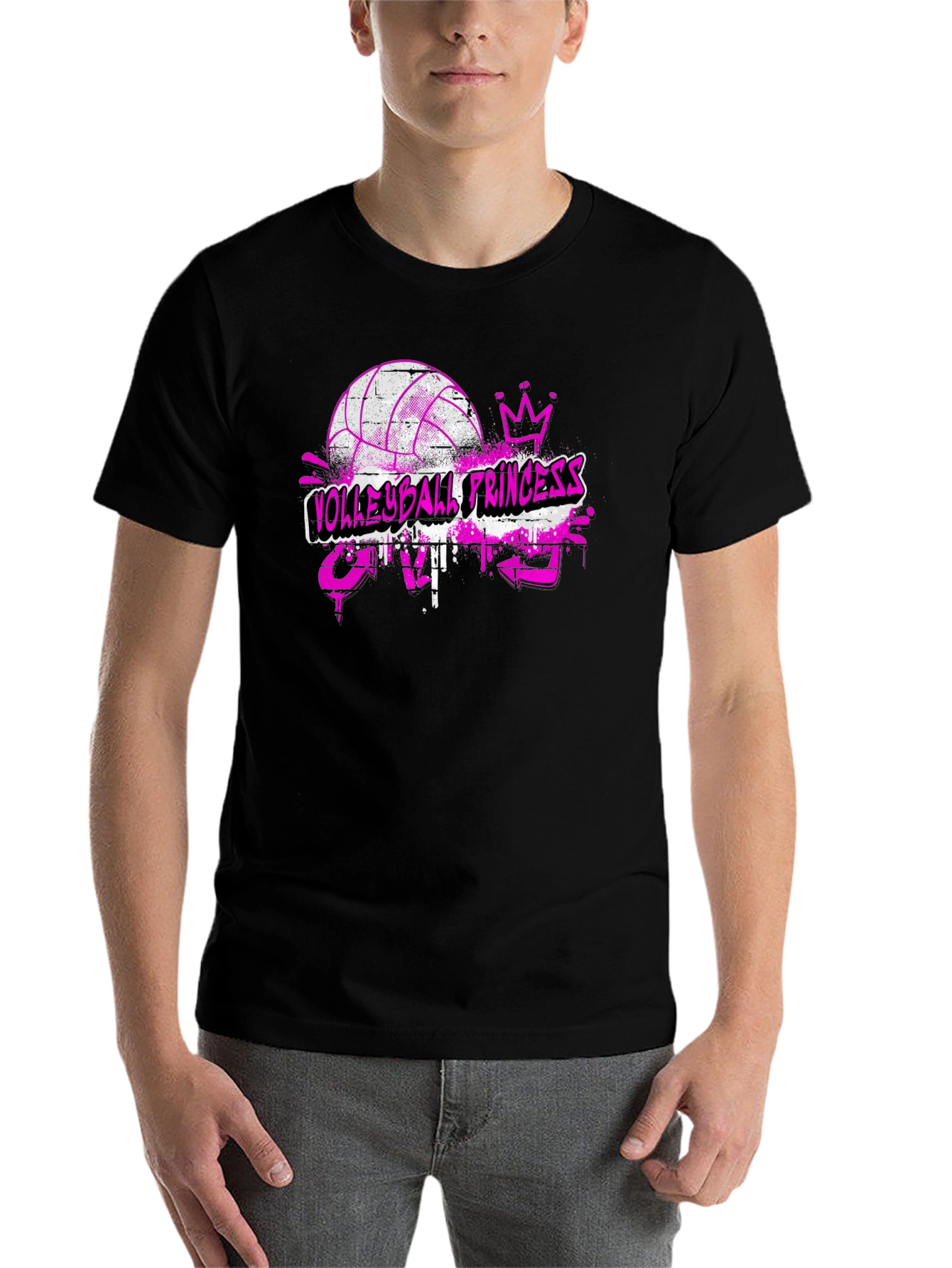Black Volleyball Princess Crazy T-Shirt view 7