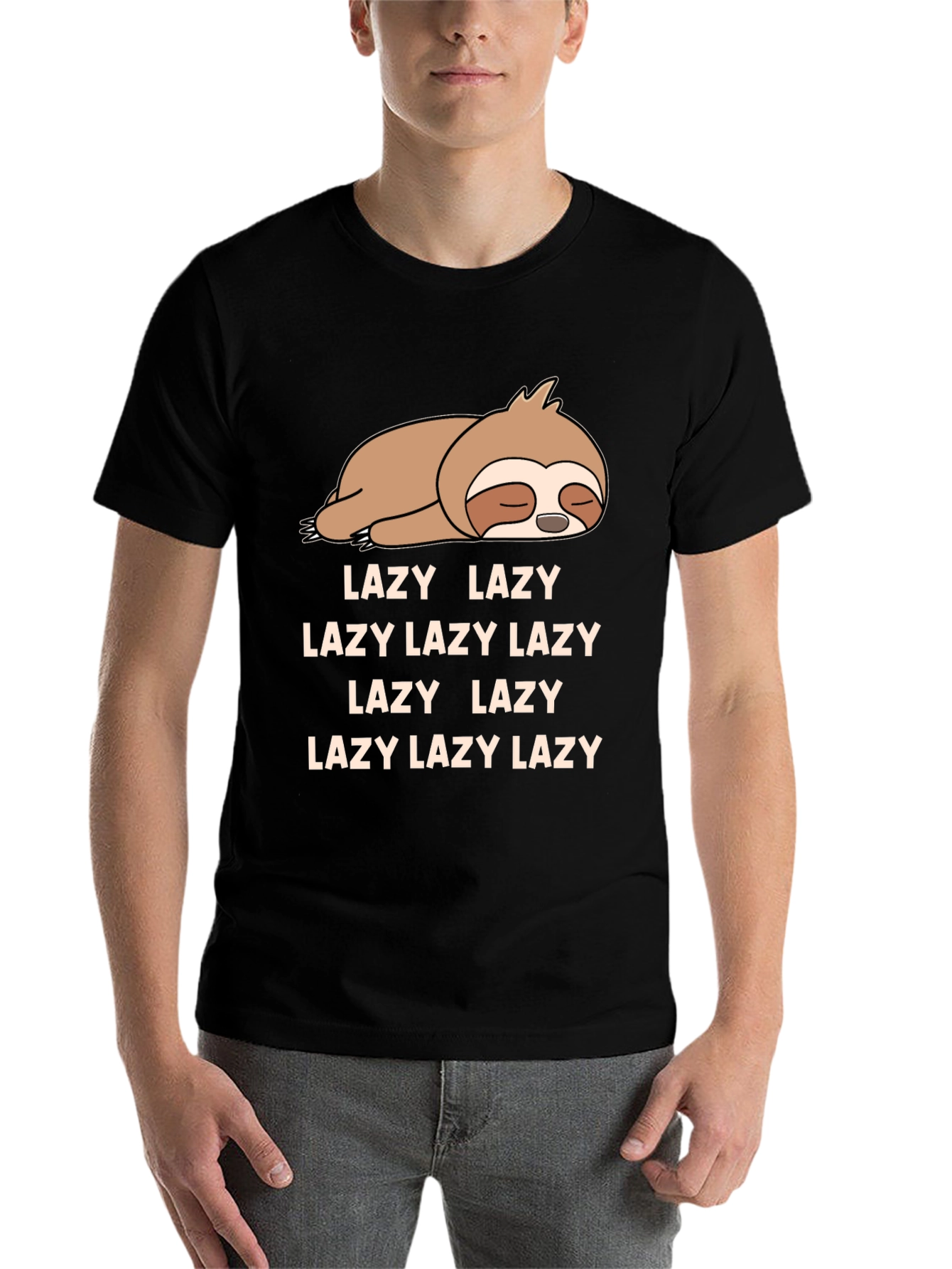 Black Lazy Sloth T-Shirt Funny Graphic Tee view 7