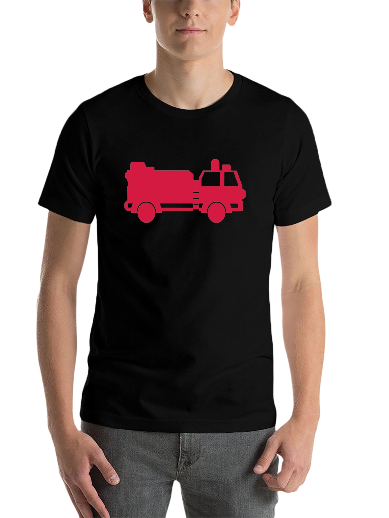 Black Firetruck Graphic Tee - Black Cotton T-Shirt view 7