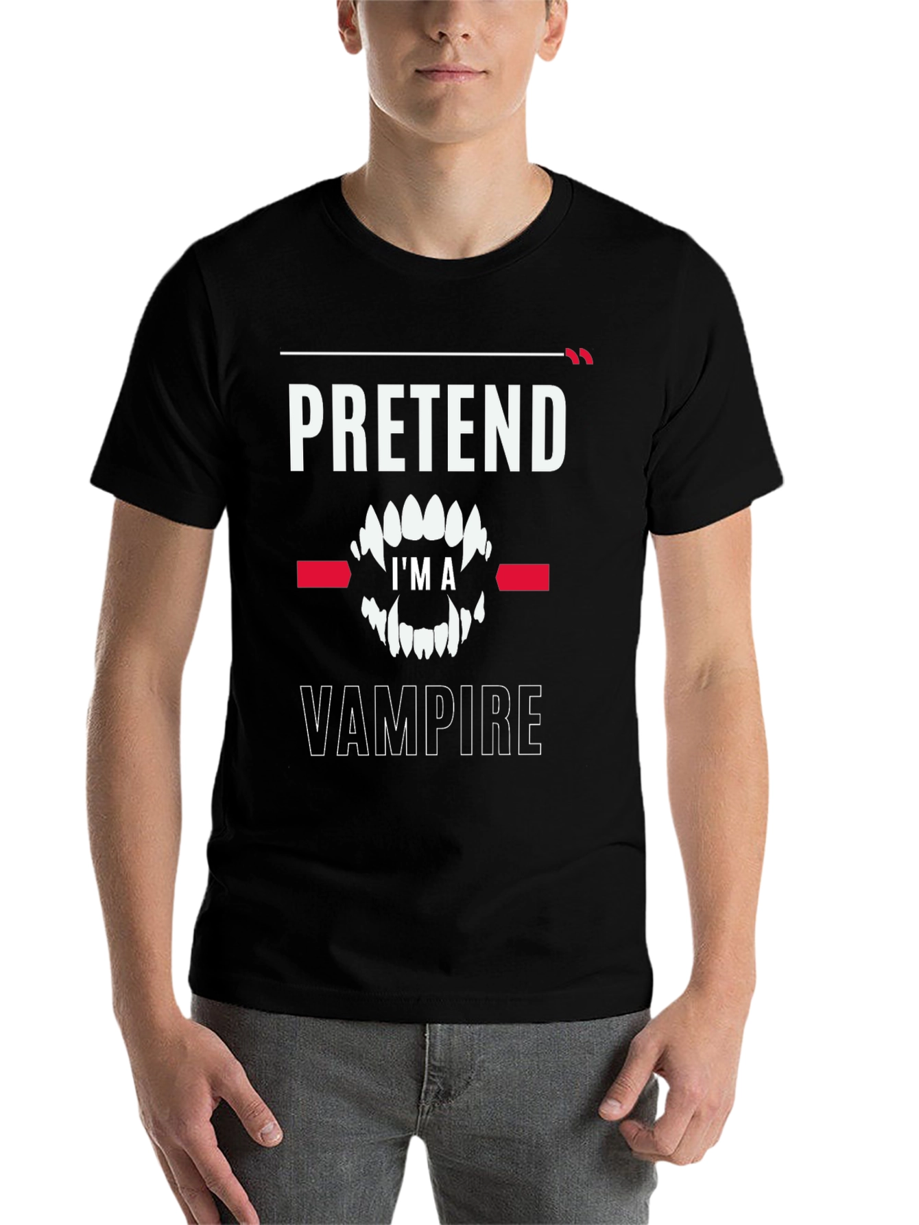 Black Pretend I'm a Vampire T-Shirt - Funny Halloween Costume Tee view 7