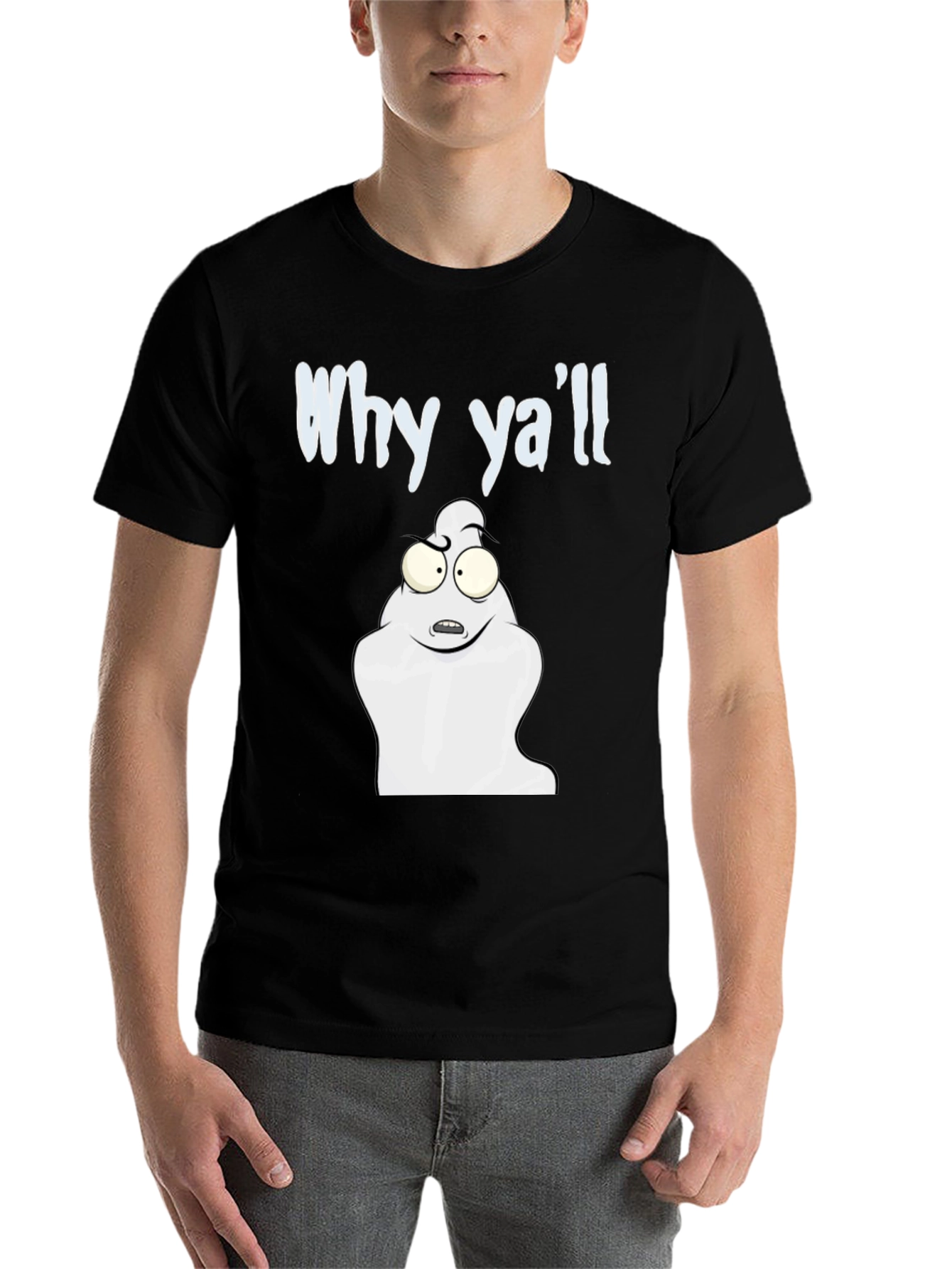 Black Why Ya'll Funny Ghost T-Shirt - Black Cotton Tee view 7