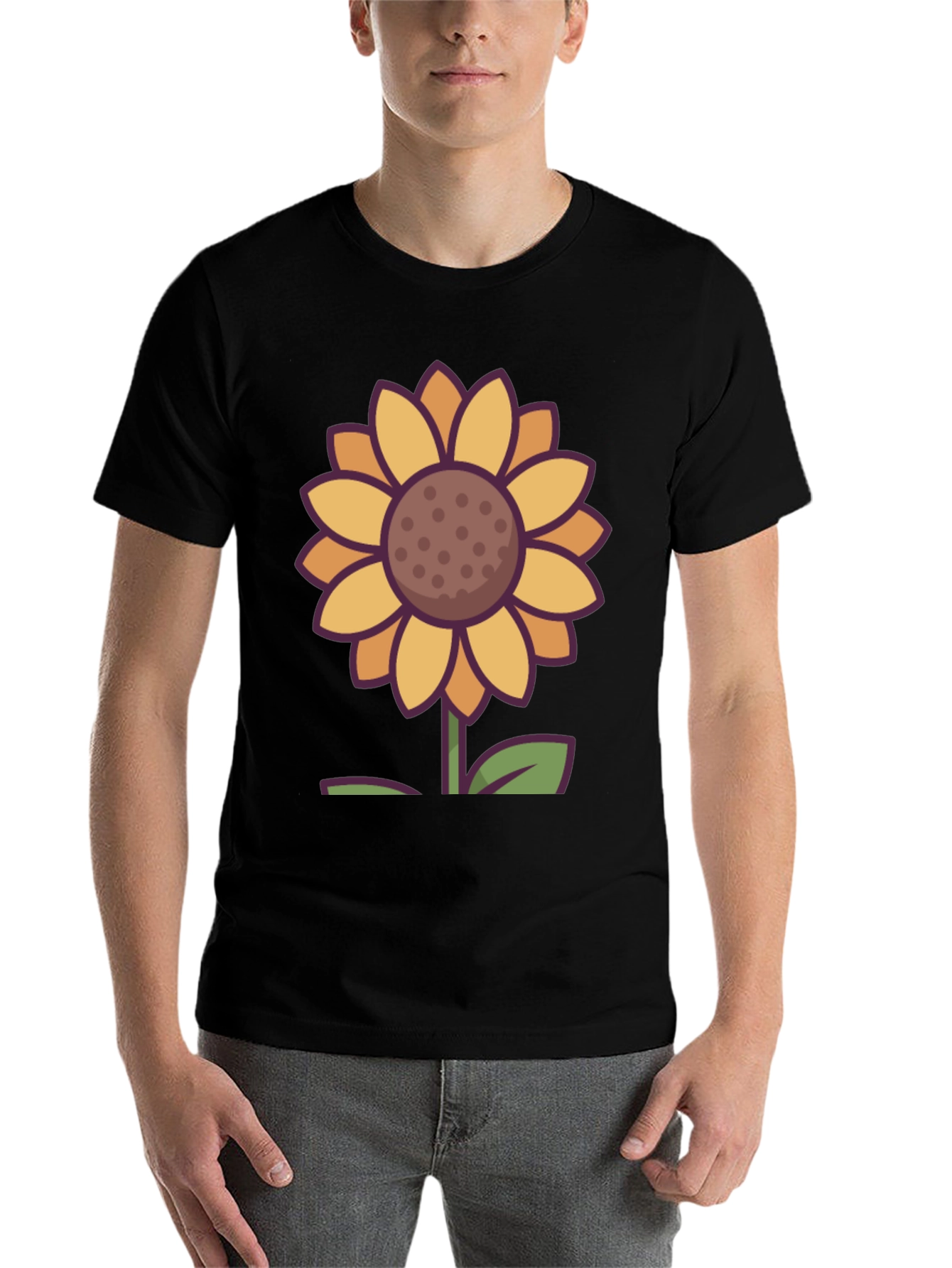 Black Sunflower Graphic Tee - Unisex Black T-Shirt view 7
