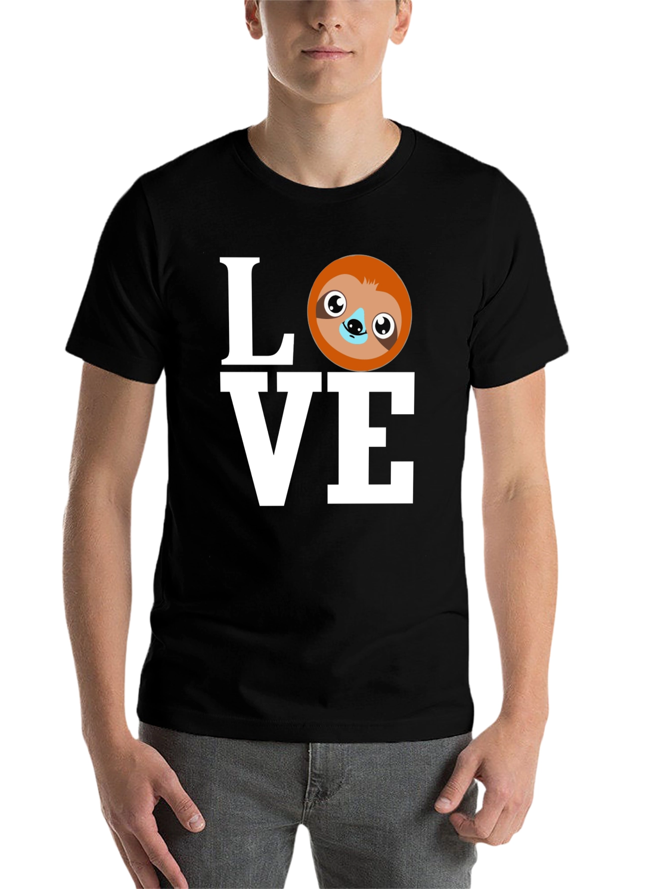Black Love Sloth Graphic T-Shirt - Cute Animal Tee view 7