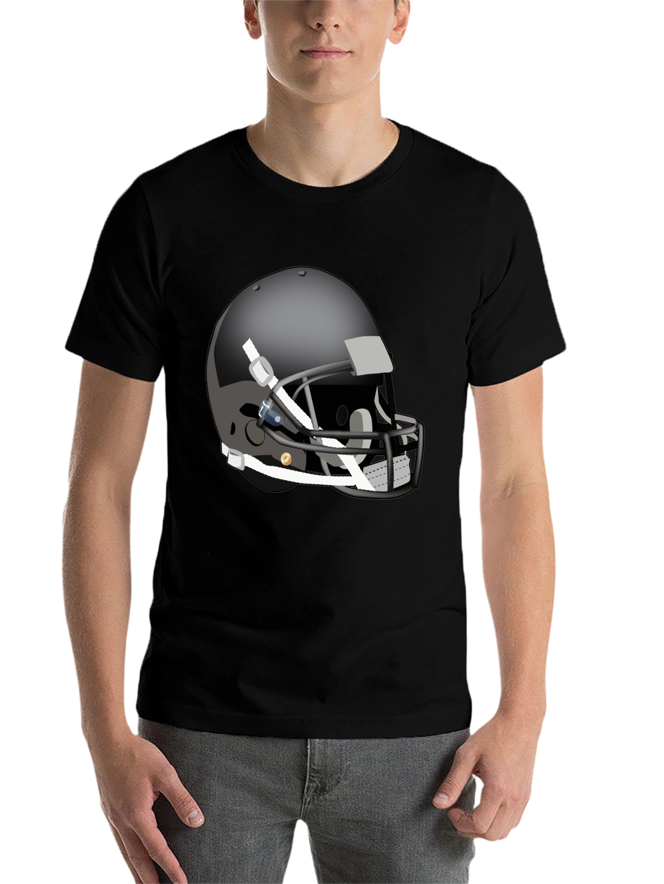 Black Football Helmet Graphic Tee - Stylish & Unique view 7