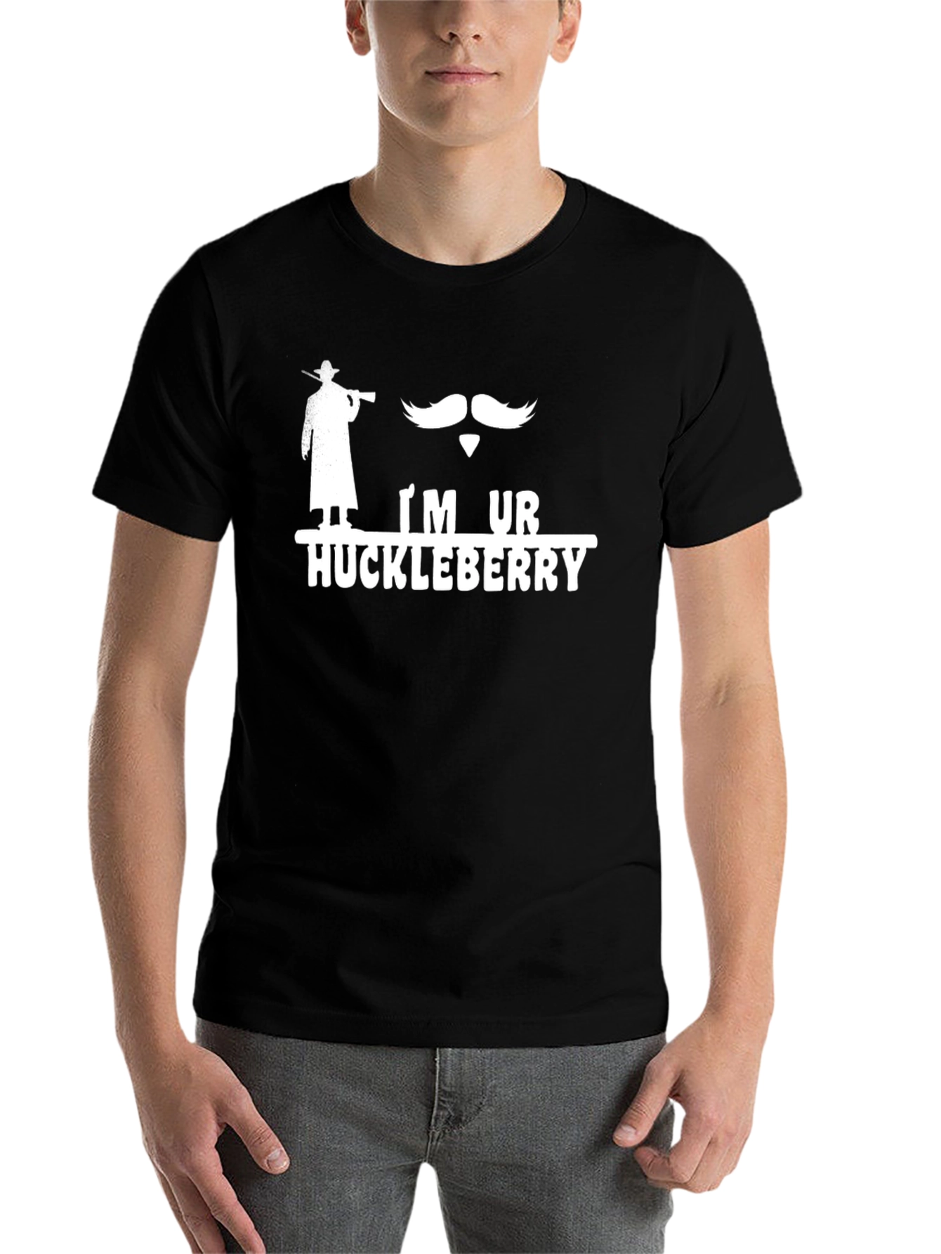 Black I'm Ur Huckleberry T-Shirt - Western Style view 7