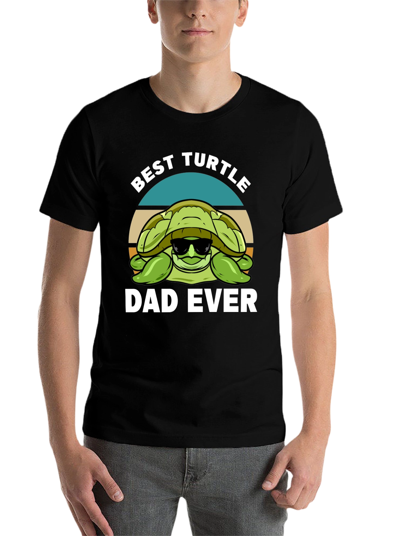 Black Best Turtle Dad Ever Graphic T-Shirt view 7