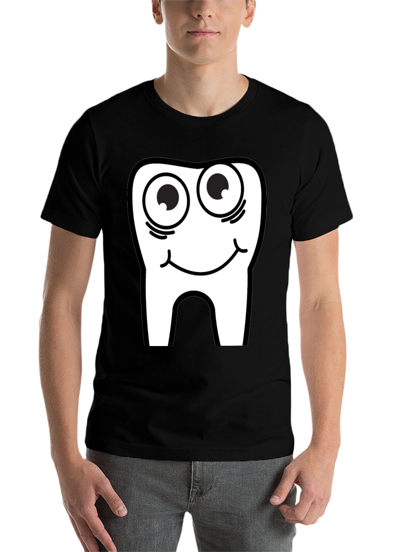 Black Funny Tooth Graphic Tee - Black Cotton T-Shirt view 7