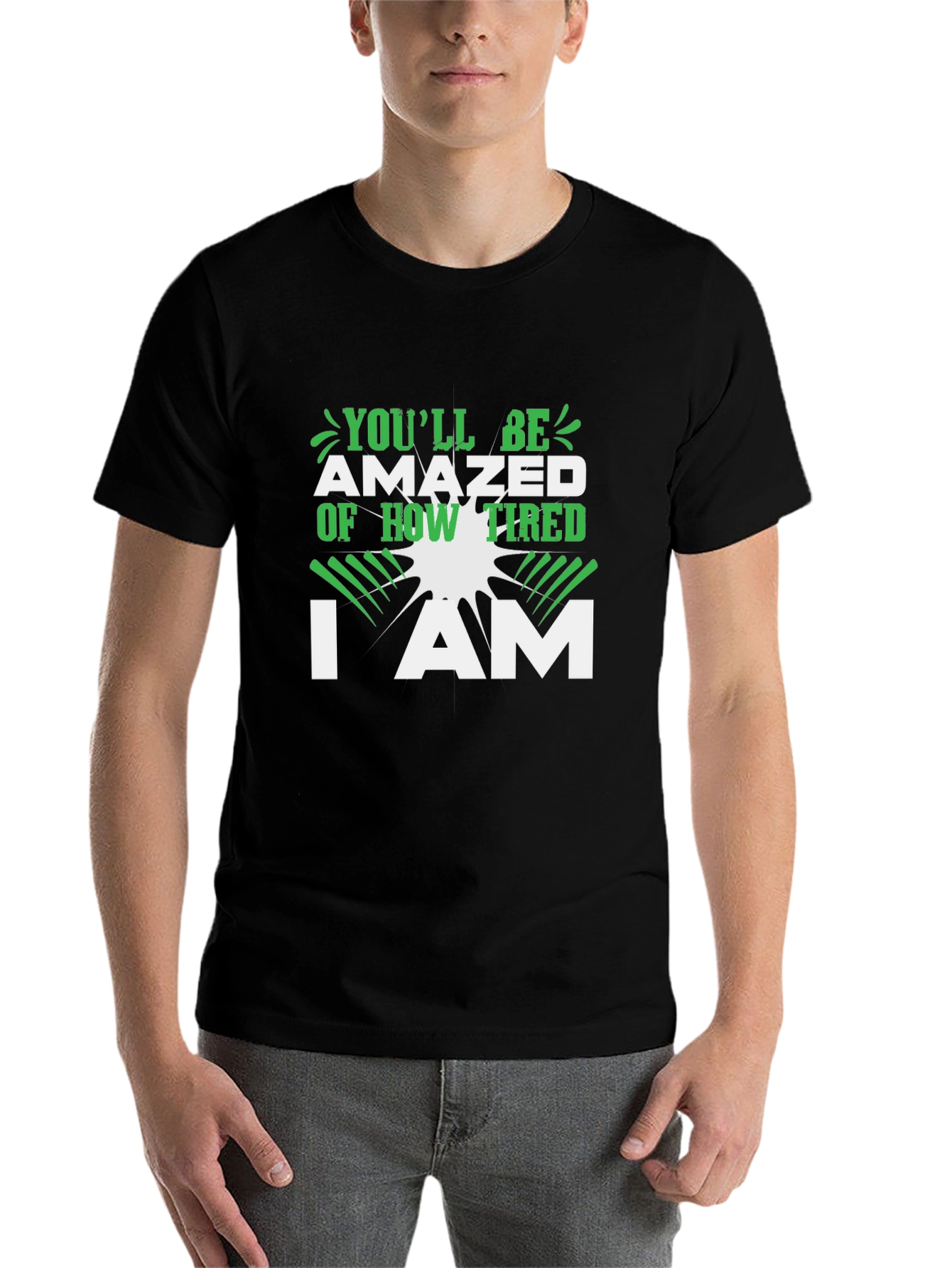 Black Amazed Tired Graphic Tee view 7